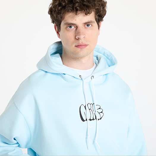 nike mini metallic swoosh oversized pastel blue hoodie