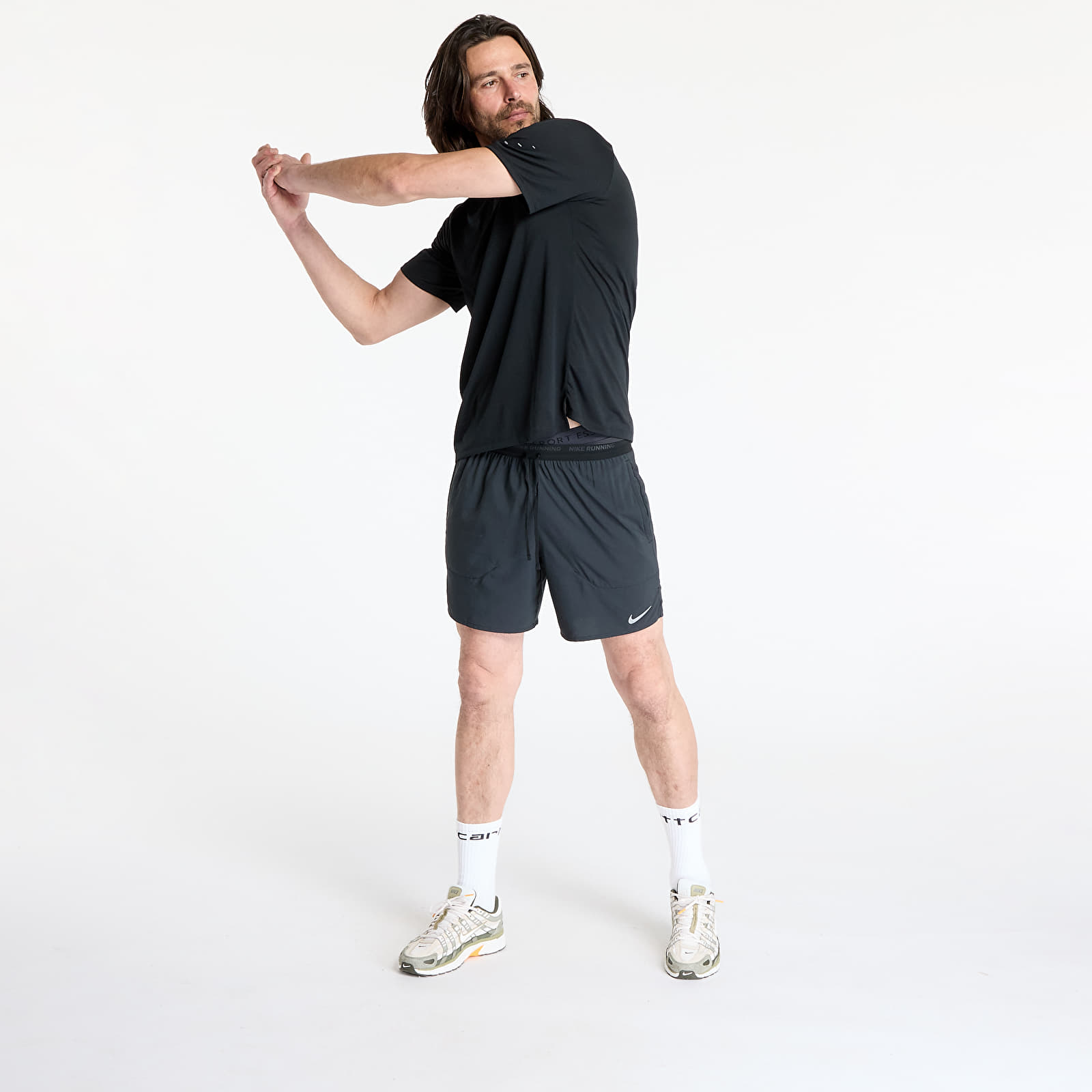 Pantaloncini da uomo Nike Stride Men's Dri-FIT 7" Brief-Lined Running Shorts Black/ Black/ Reflective Silv