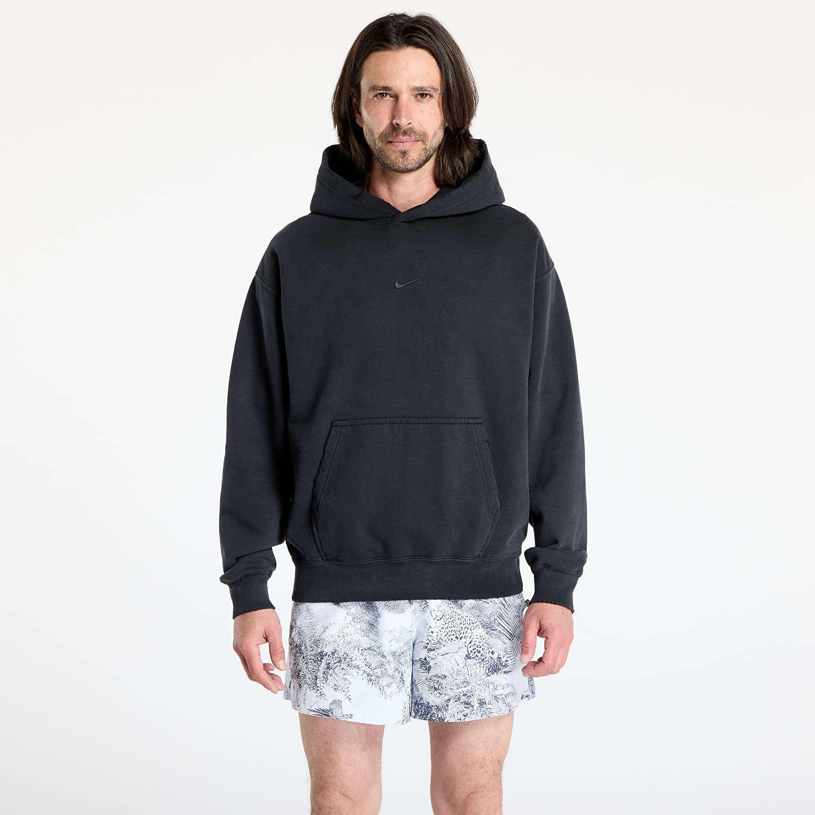 Pánske mikiny Nike Solo Swoosh Men's French Terry Pullover Hoodie Black/ Black