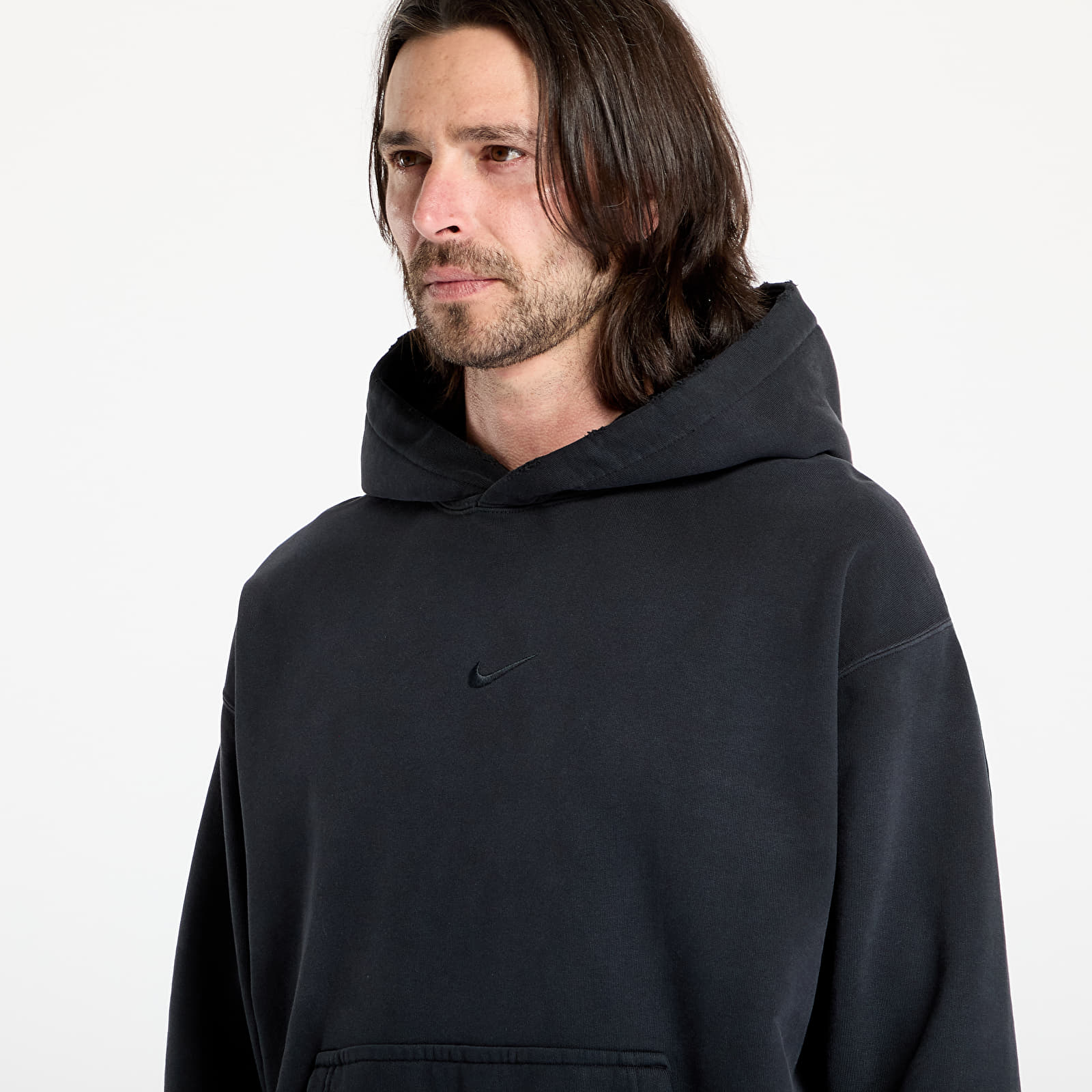 Pánske mikiny Nike Solo Swoosh Men's French Terry Pullover Hoodie Black/ Black