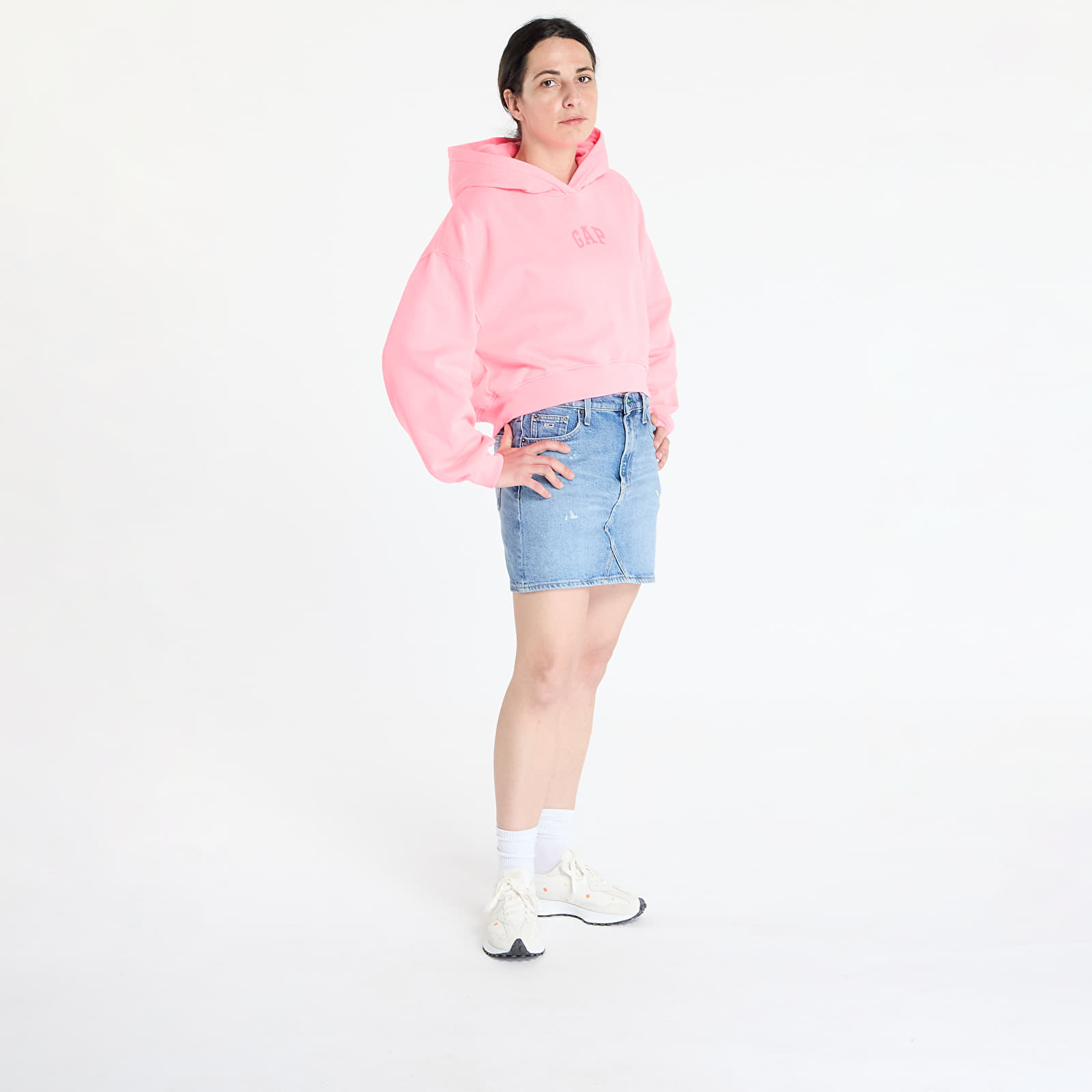 Kapuutsikud ja kampsunid GAP Pg Logo Cropped Po Hoodie Sassy Pink