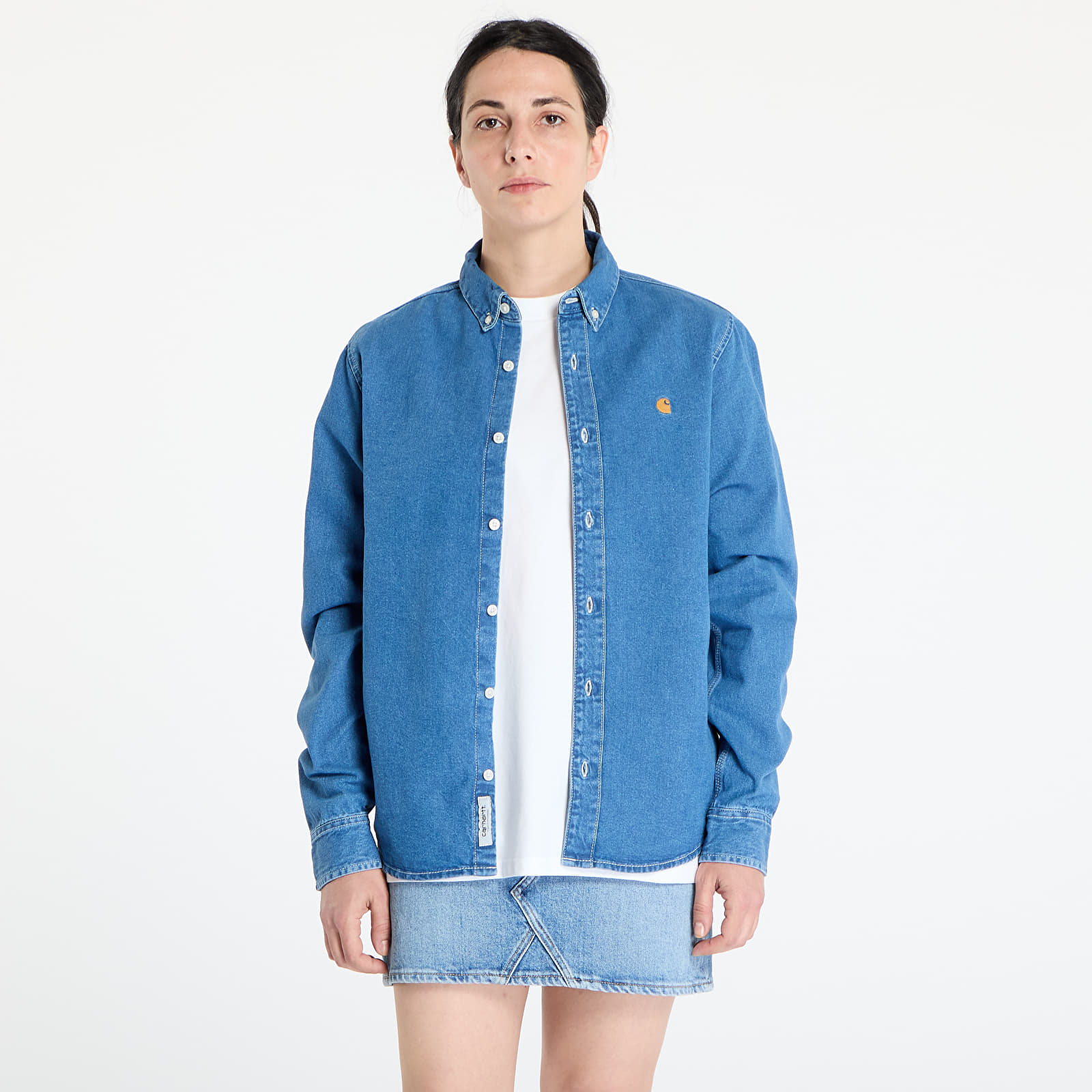 Košulja Carhartt WIP L/S Weldon Shirt Blue Heavy Stone Wash