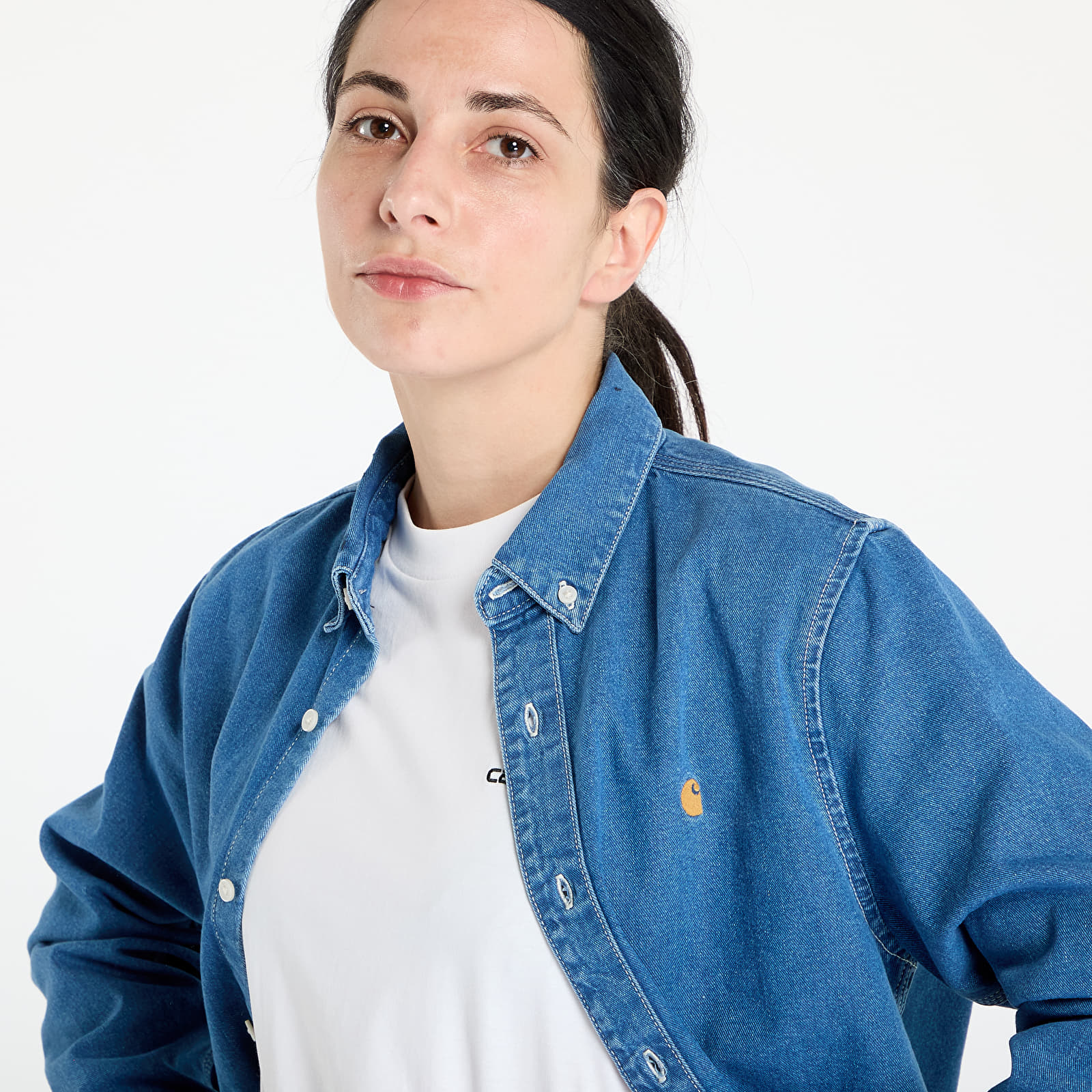 Košulja Carhartt WIP L/S Weldon Shirt Blue Heavy Stone Wash