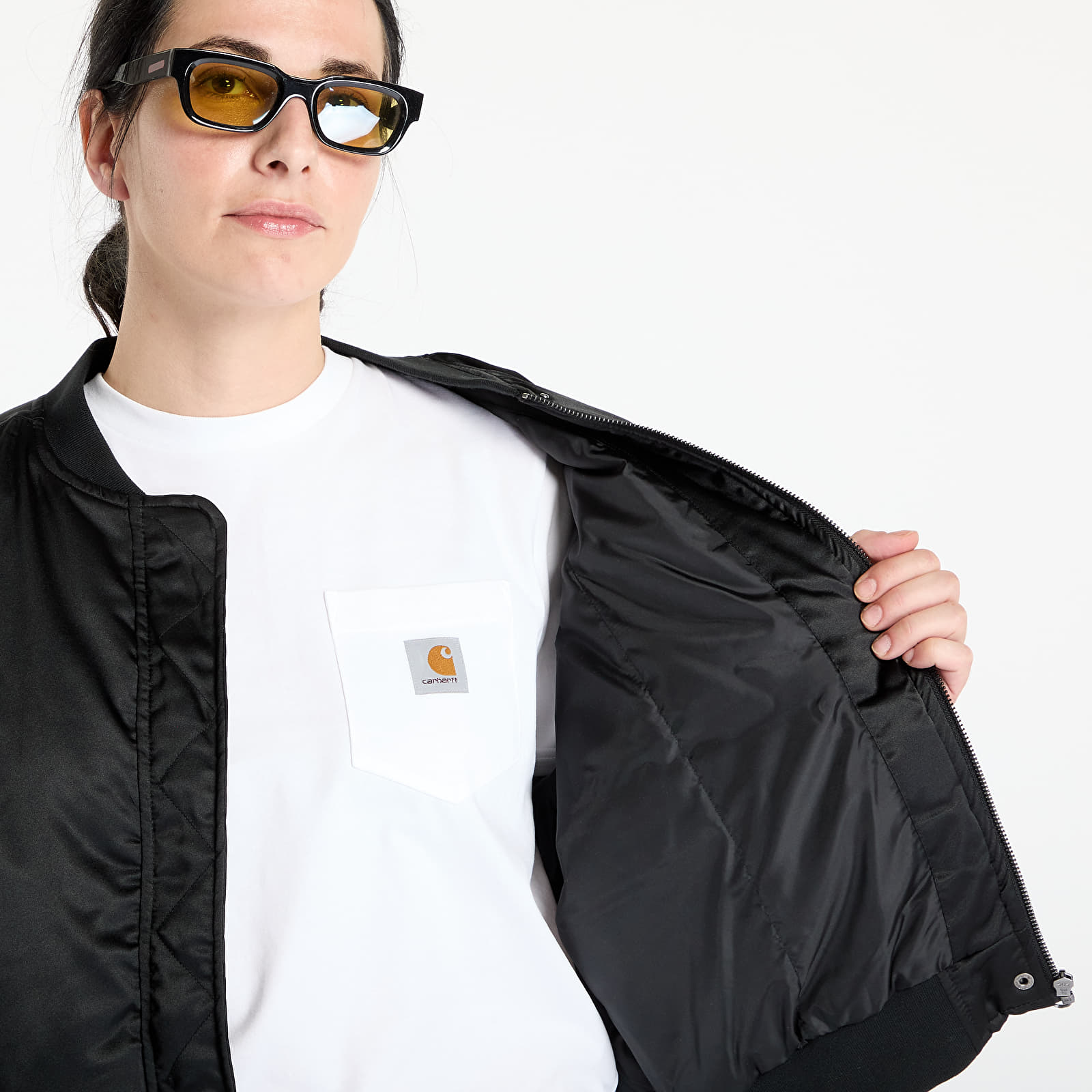 Joped Urban Classics Ladies Short Oversized Satin Bomber Jacket Black