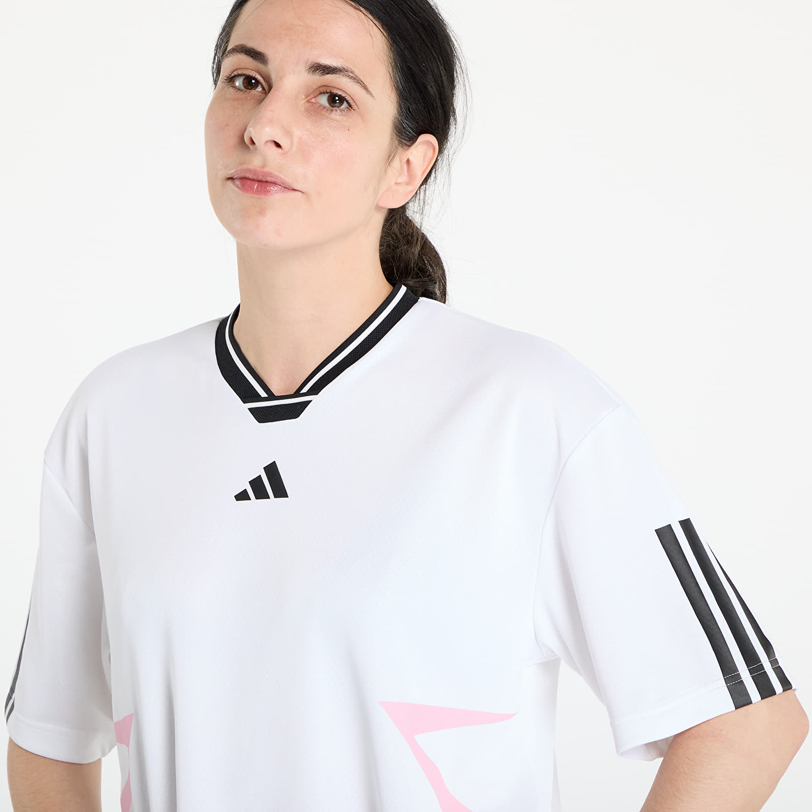 T-särgid adidas Tiro Cut 3 Stripes Color Block Boyfriend T-Shirt White/ Black/ True Pink