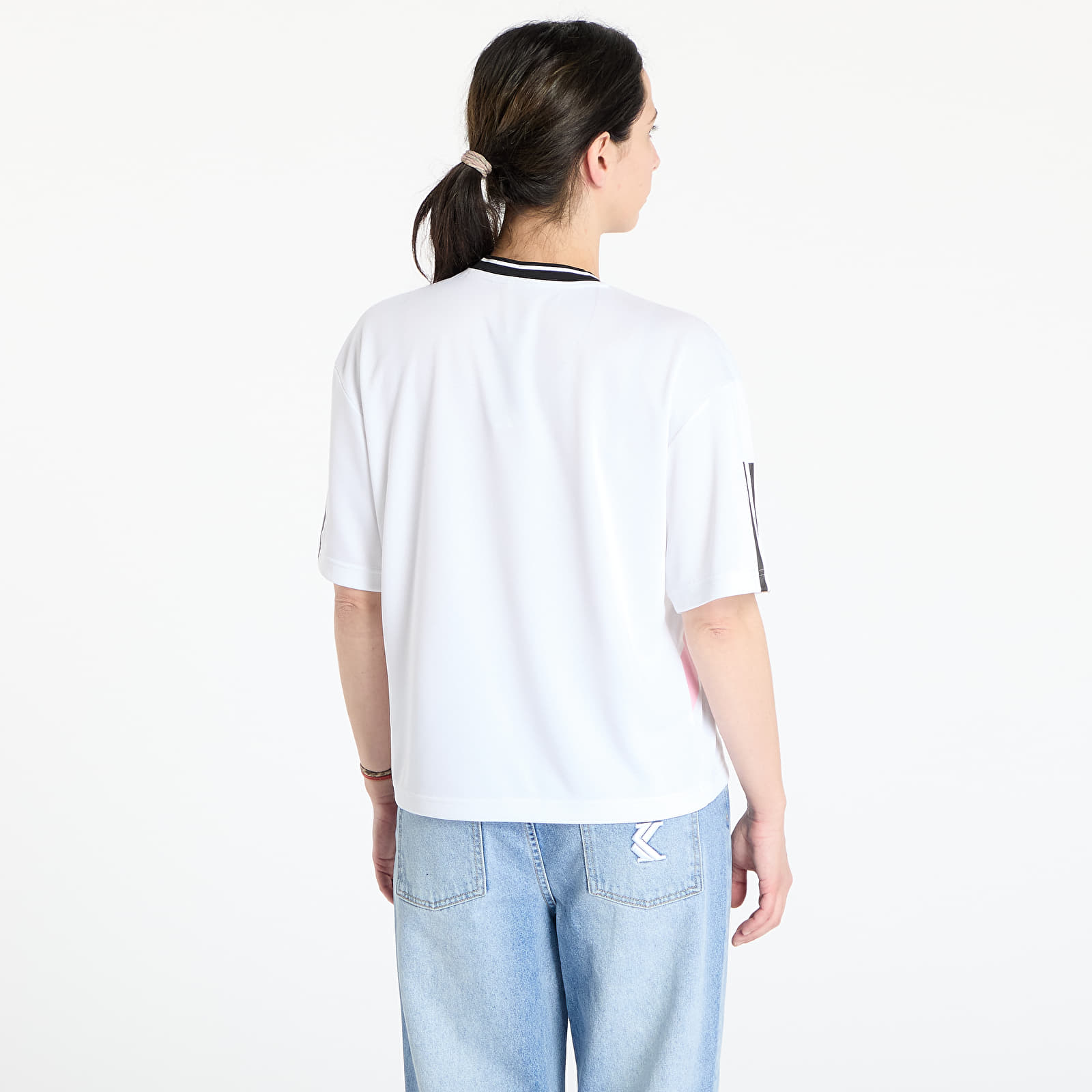 T-särgid adidas Tiro Cut 3 Stripes Color Block Boyfriend T-Shirt White/ Black/ True Pink