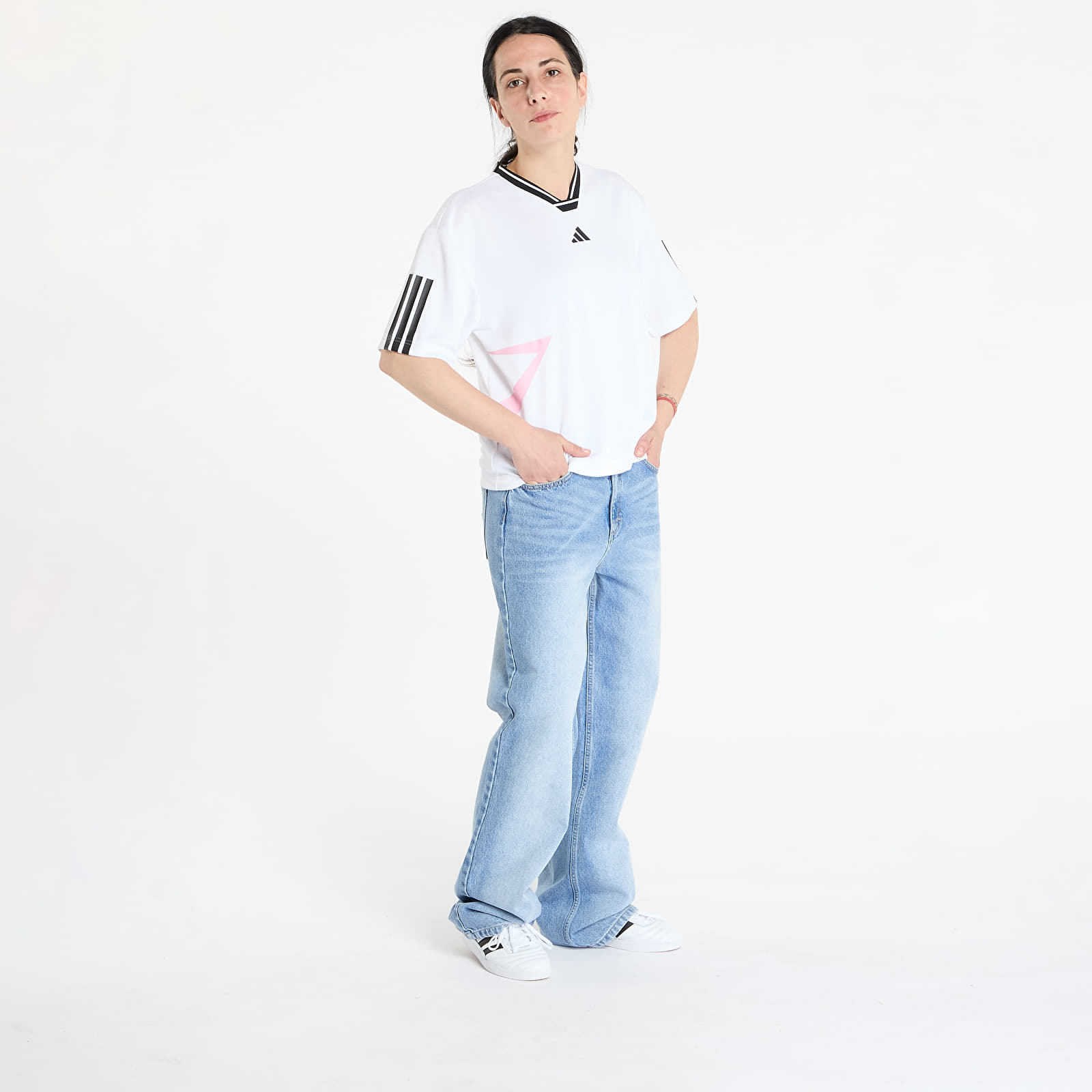 T-särgid adidas Tiro Cut 3 Stripes Color Block Boyfriend T-Shirt White/ Black/ True Pink
