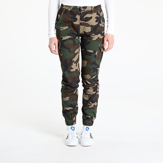 Urban Classics Ladies High Waist Camo Cargo Pants Camo Green