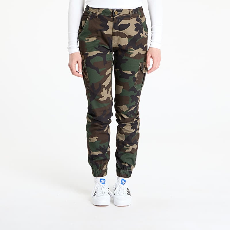 Urban Classics Ladies High Waist Camo Cargo Pants Camo Green