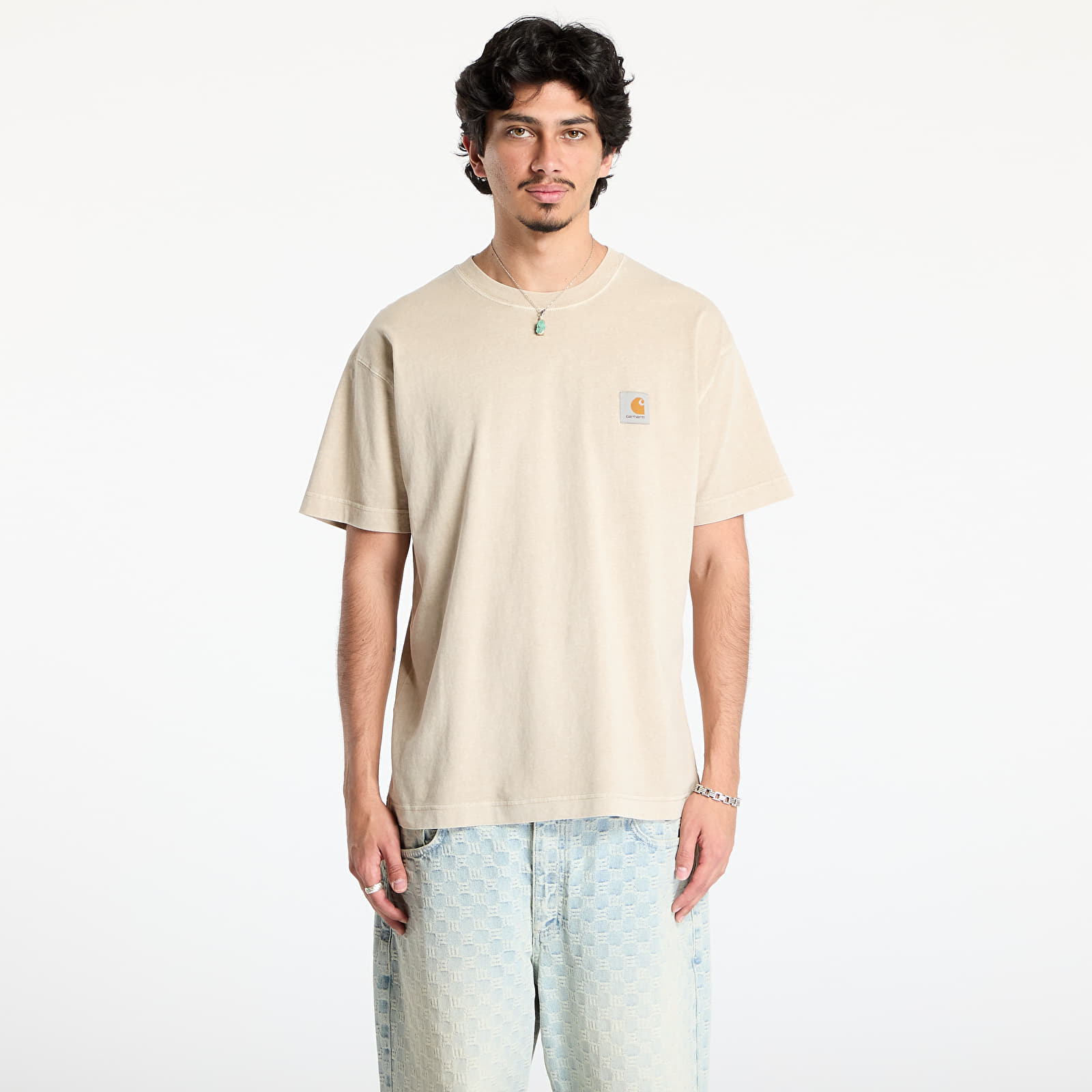 Camisetas hombre Carhartt WIP Short Sleeve Nelson T-Shirt UNISEX Fleur De Sel Garment Dyed