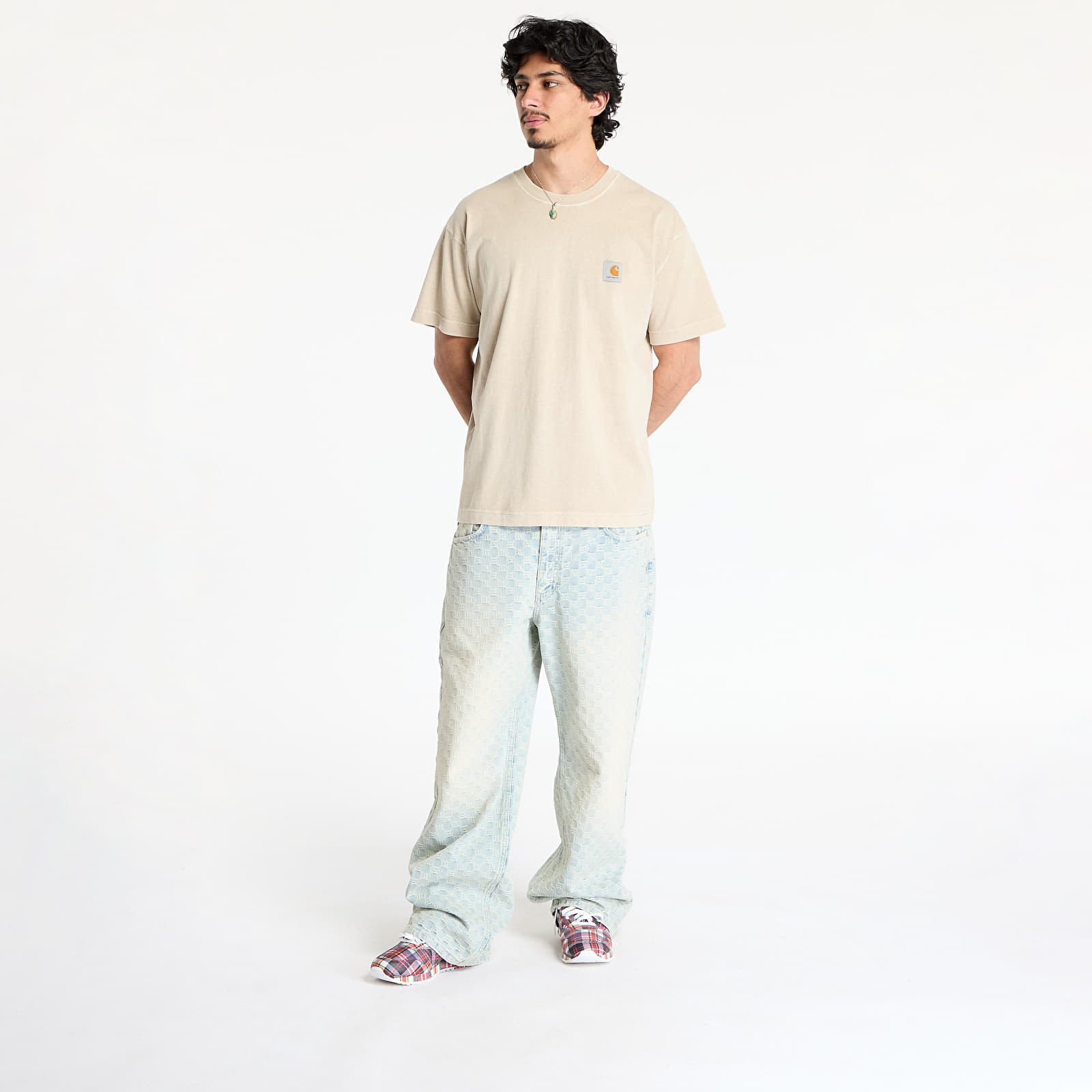 Camisetas hombre Carhartt WIP Short Sleeve Nelson T-Shirt UNISEX Fleur De Sel Garment Dyed