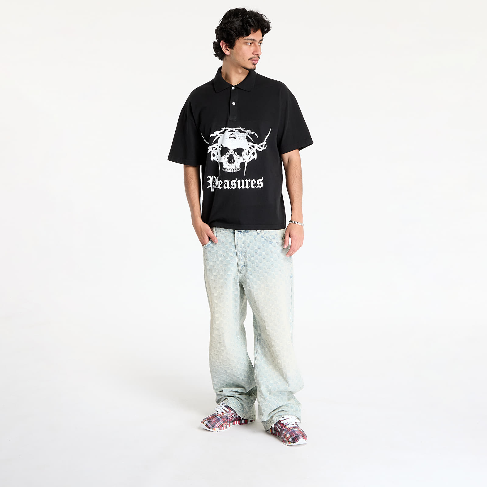 Heren T-shirts PLEASURES Tradition Polo Shirt Black