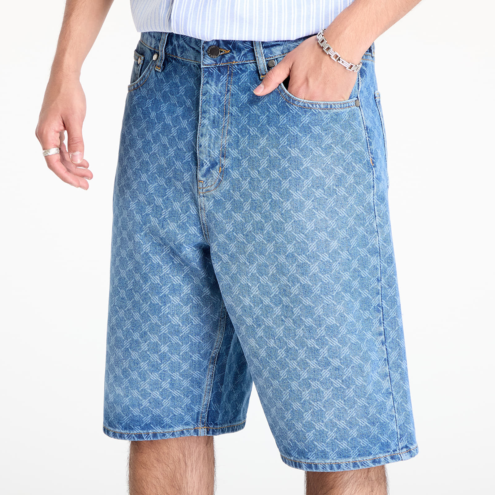 Pantalones cortos para hombre Daily Paper Monogram Denim Shorts Blue