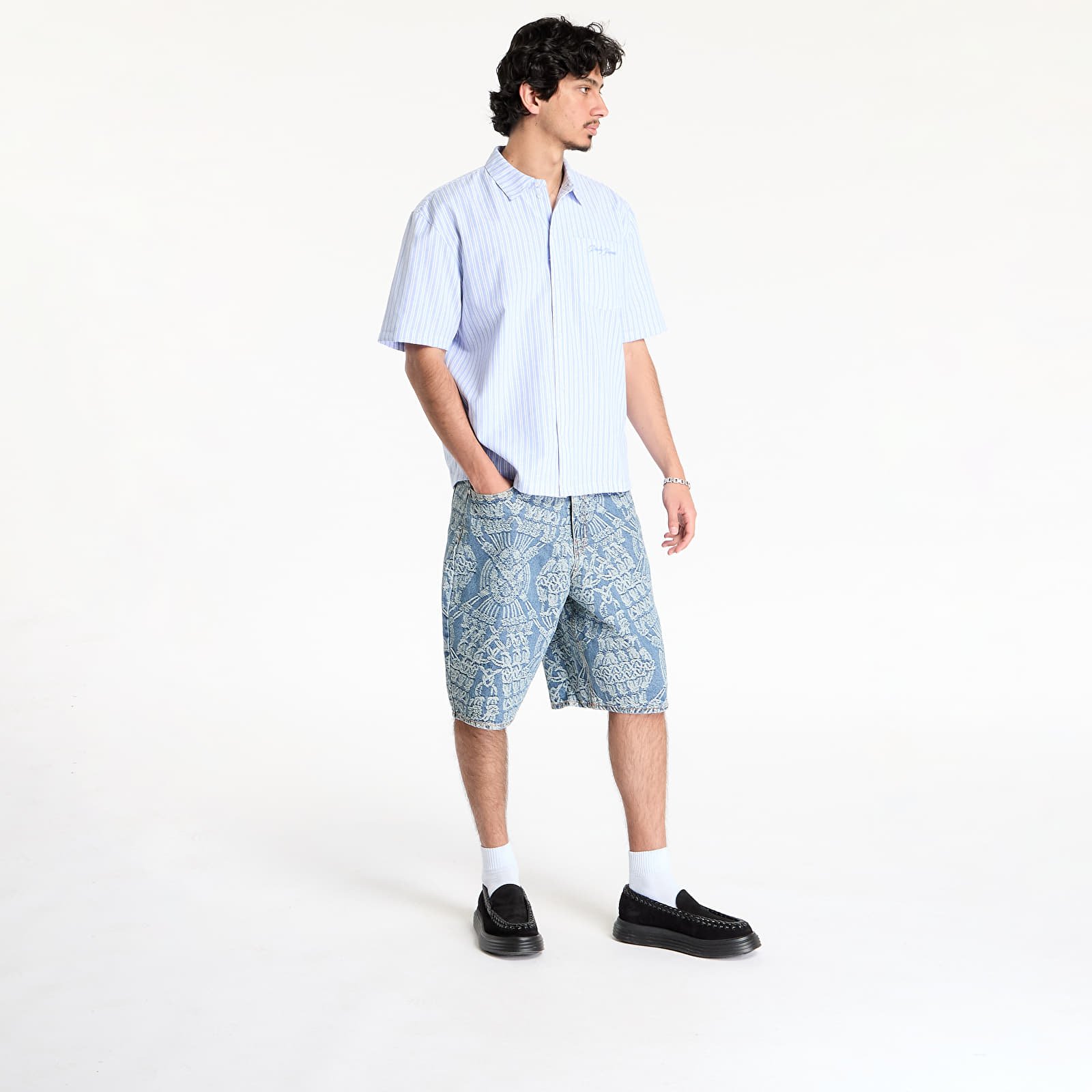 Korte broeken Daily Paper Macrame Denim Shorts Mid Blue