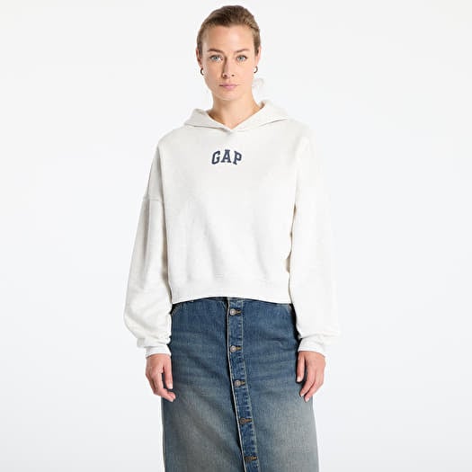 GAP Cropped Logo Hoodie Grey
