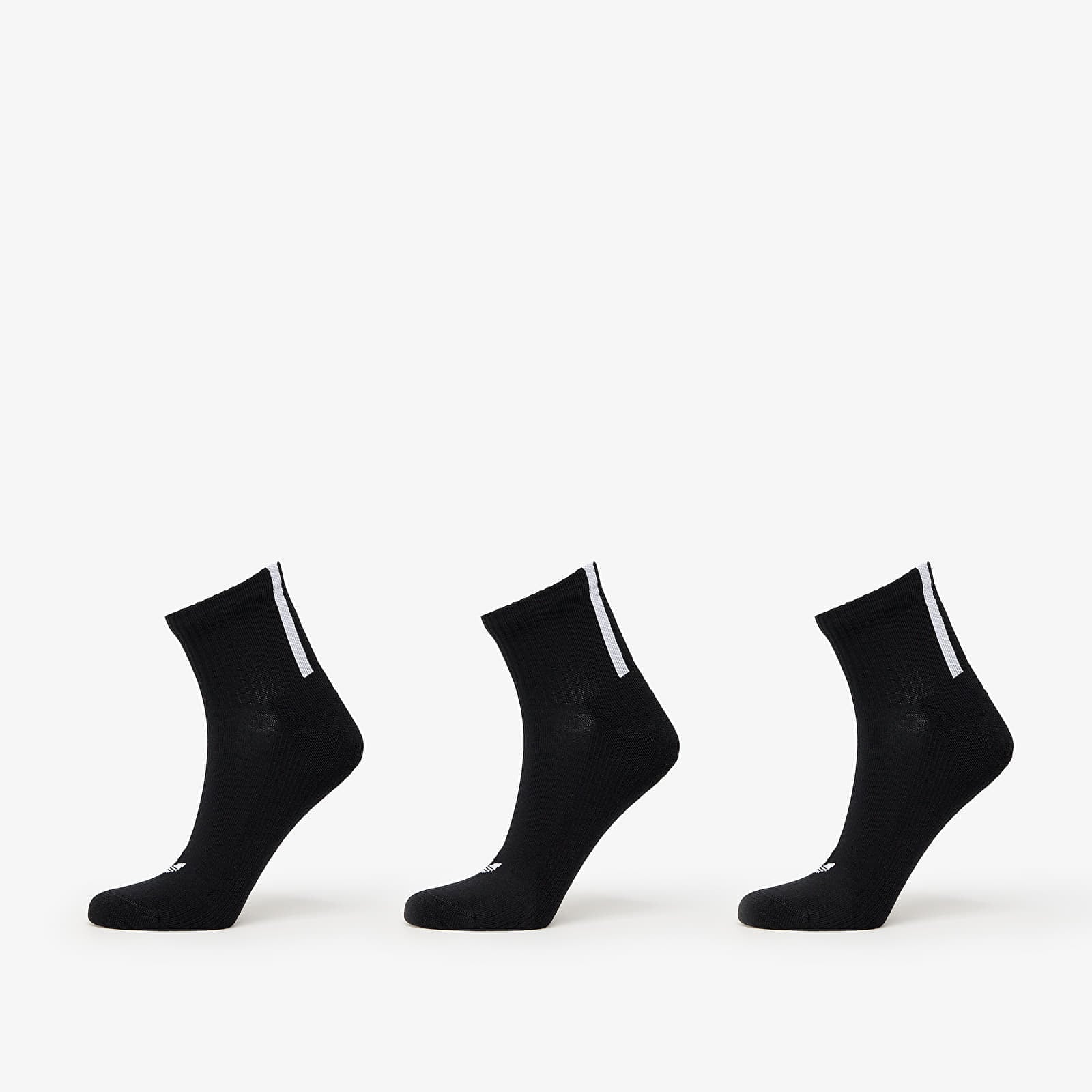 adidas Quarter 3 Back Stripes Socks 3-Pack Black/ White XL