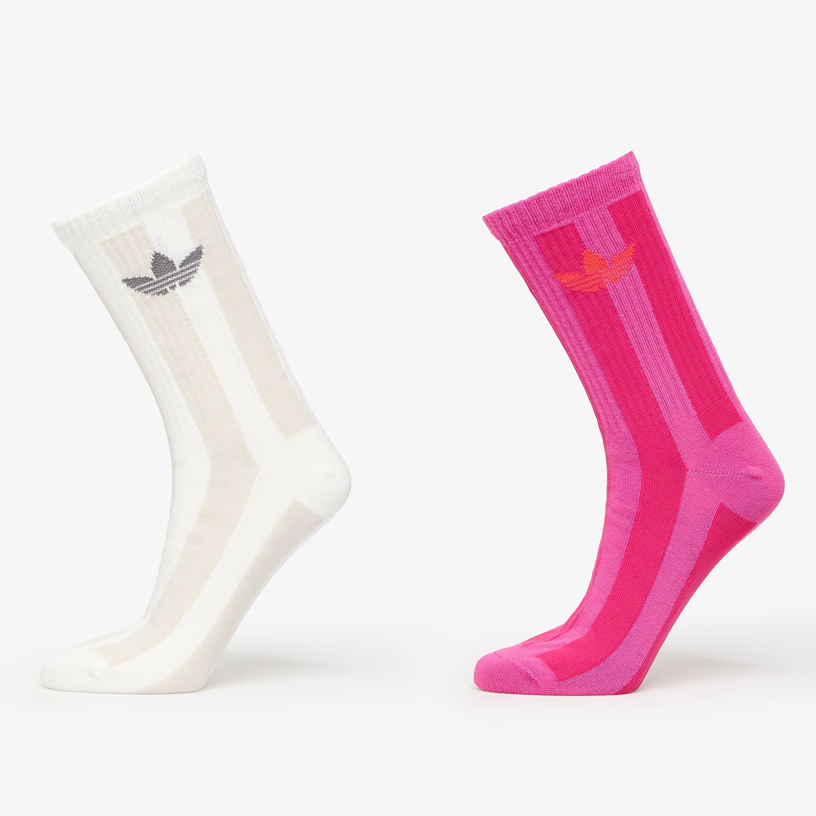 Men's socks adidas Striped Crew Socks 2-Pack Off White/ Signal Green