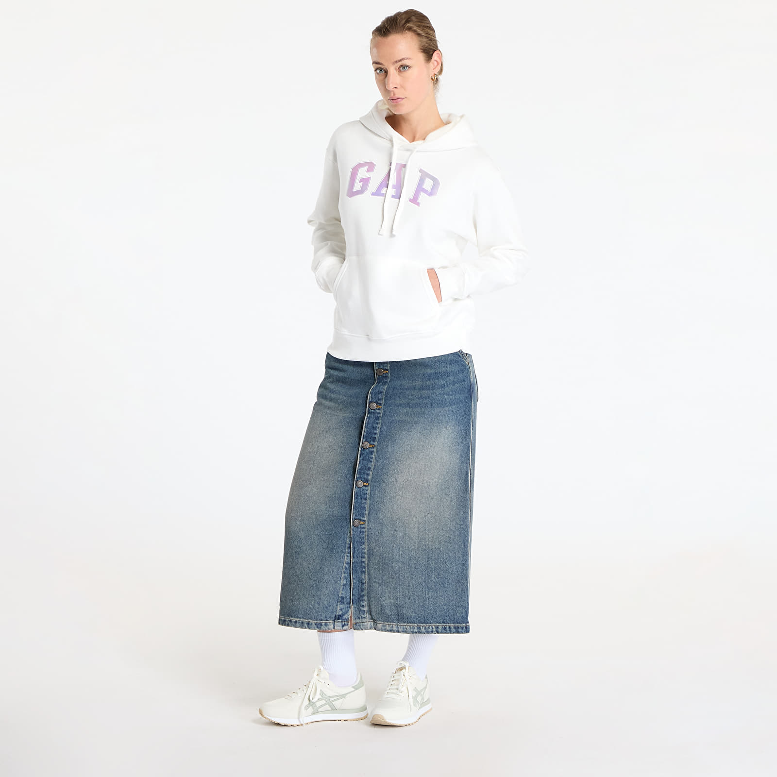 Mikine GAP Logo Hoodie White