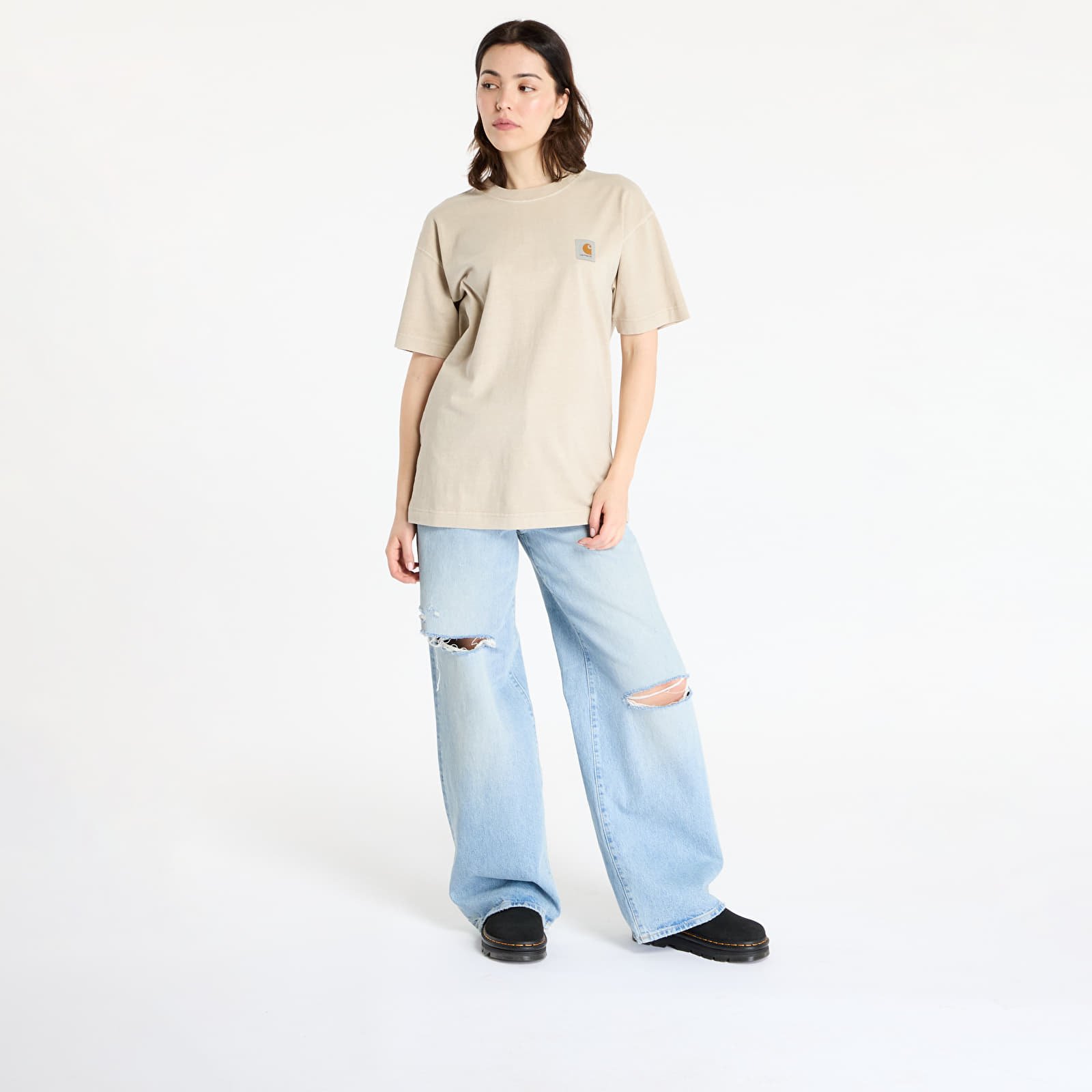 Camisetas hombre Carhartt WIP Short Sleeve Nelson T-Shirt UNISEX Fleur De Sel Garment Dyed