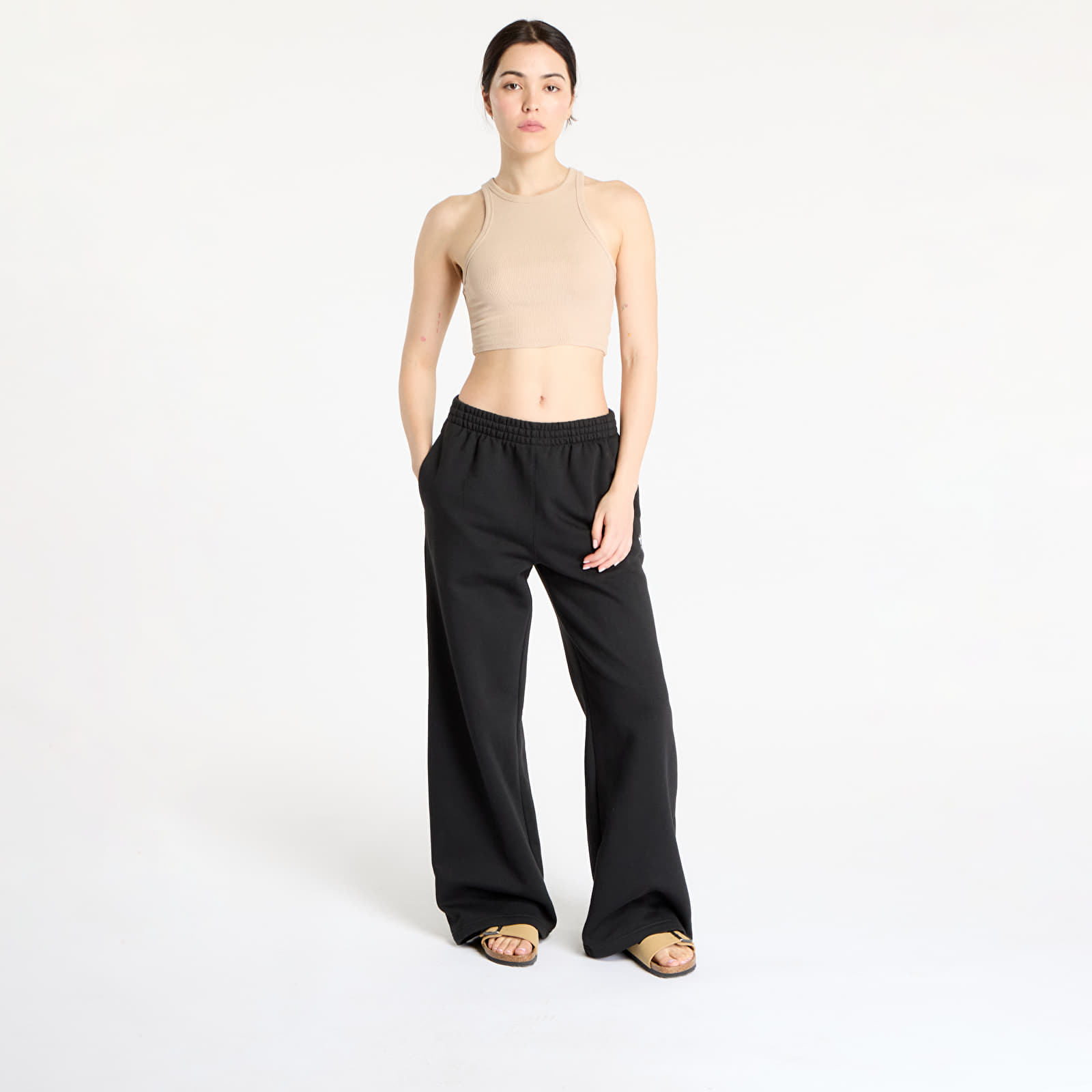 Pantalones de chándal para mujer adidas Essentials Wide Leg Pant Fleece Black
