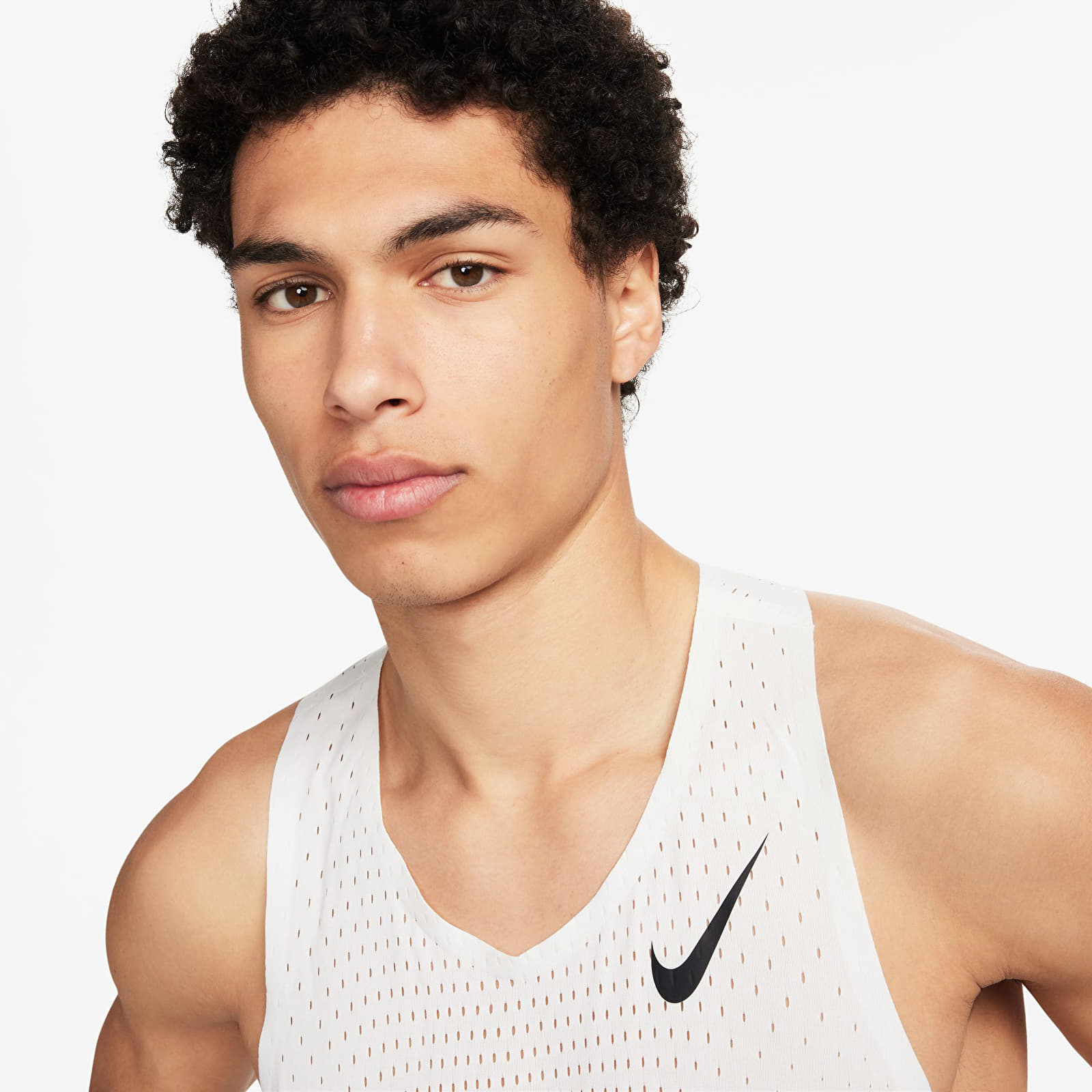 Camisetas de tirantes para hombre Nike AeroSwift Men's Dri-FIT ADV Running Singlet Summit White/ Black