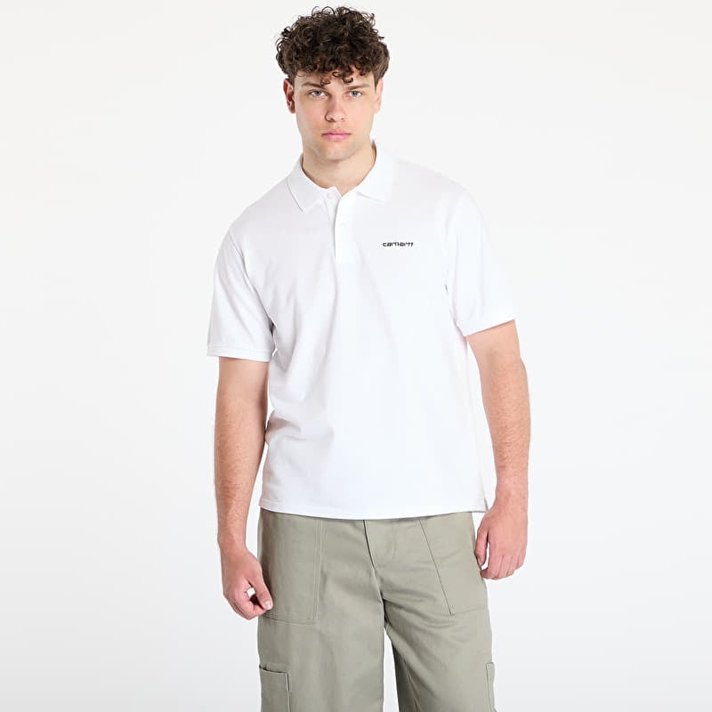 T-särk Carhartt WIP S/S Carhartt Script Polo UNISEX White/ Black