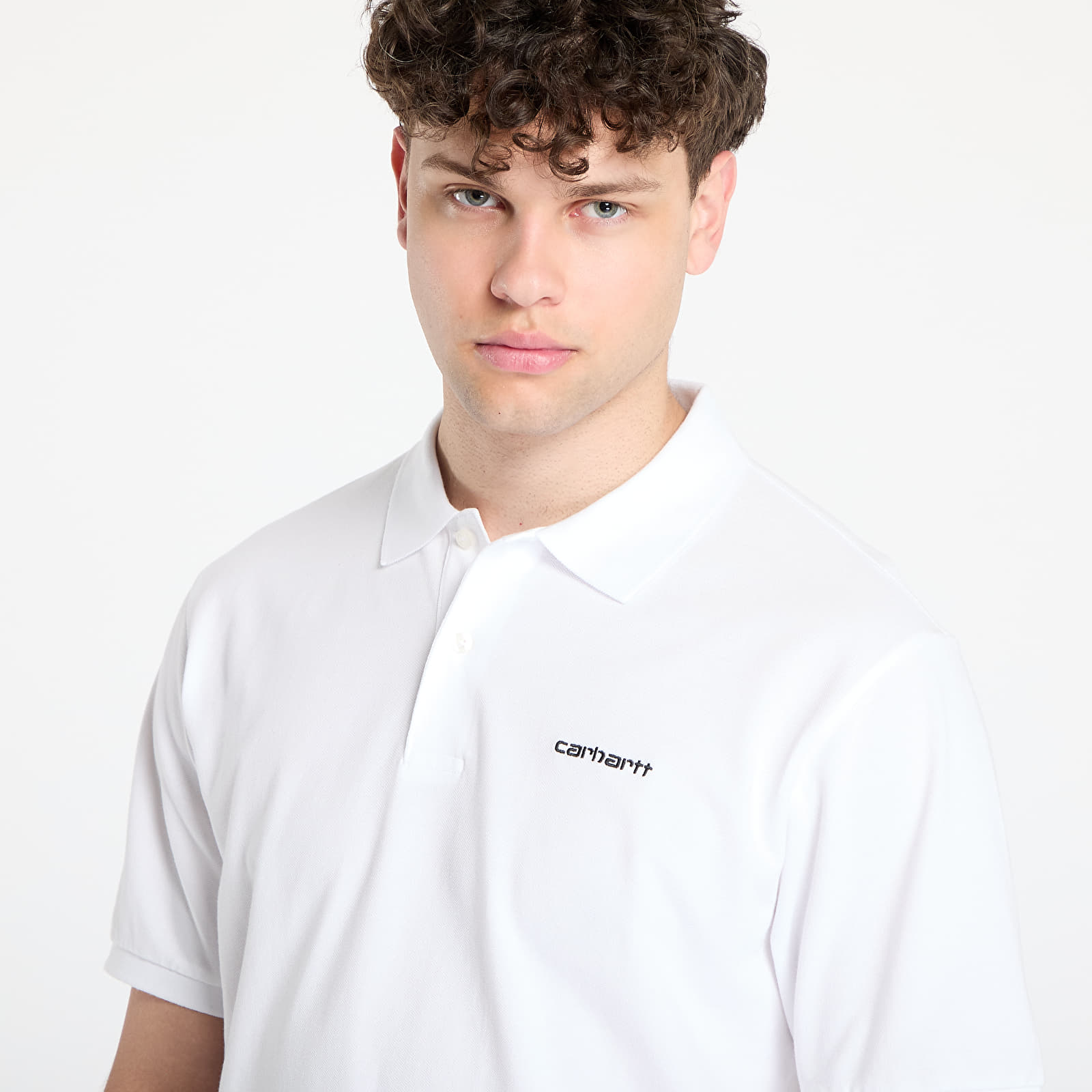 T-shirts Carhartt WIP S/S Carhartt Script Polo UNISEX White/ Black