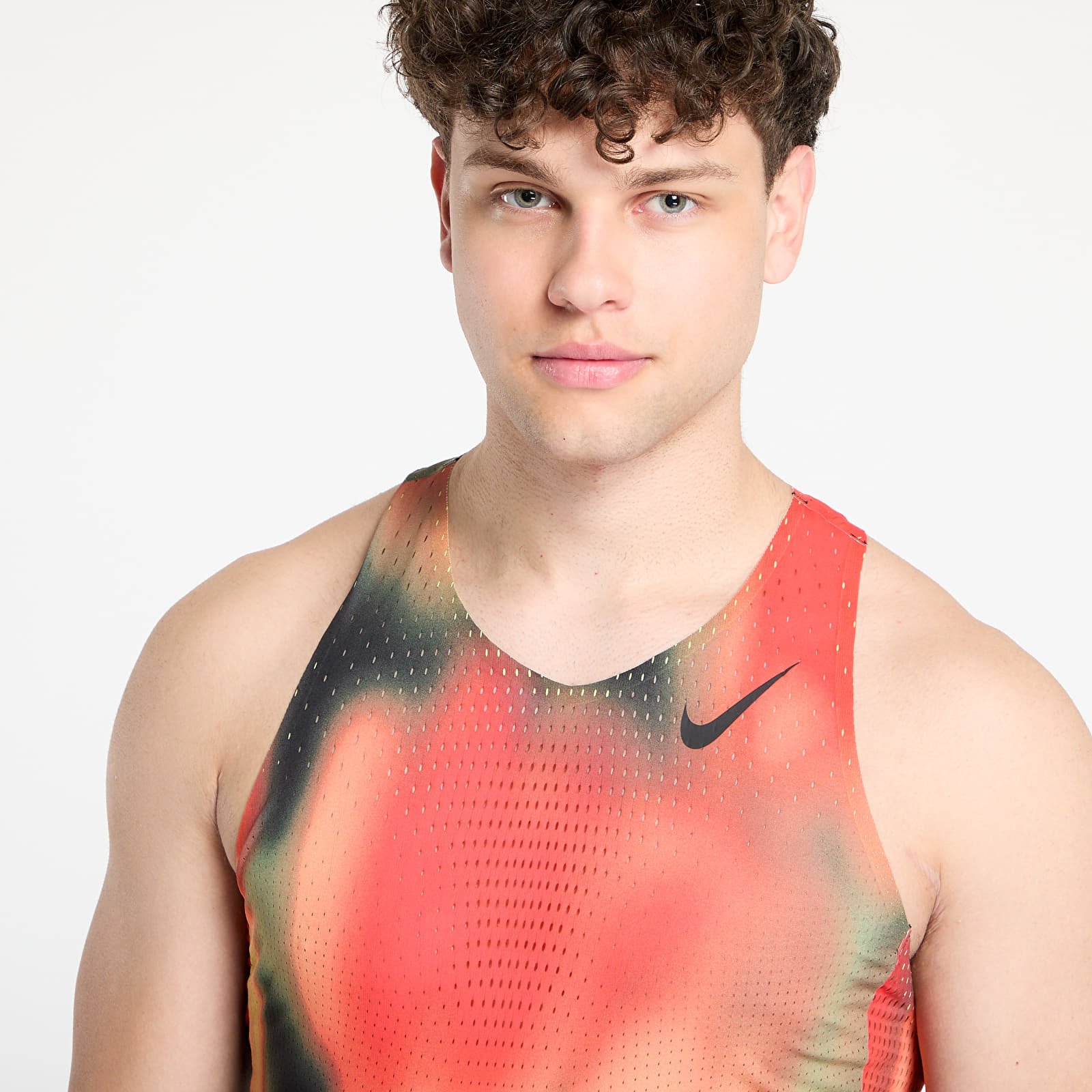 Tank tops for menn Nike AeroSwift Elite Entry Men's Dri-FIT ADV Running Tank Top Lt Lemon Twist/ Lt Crimson/ Black/ Black