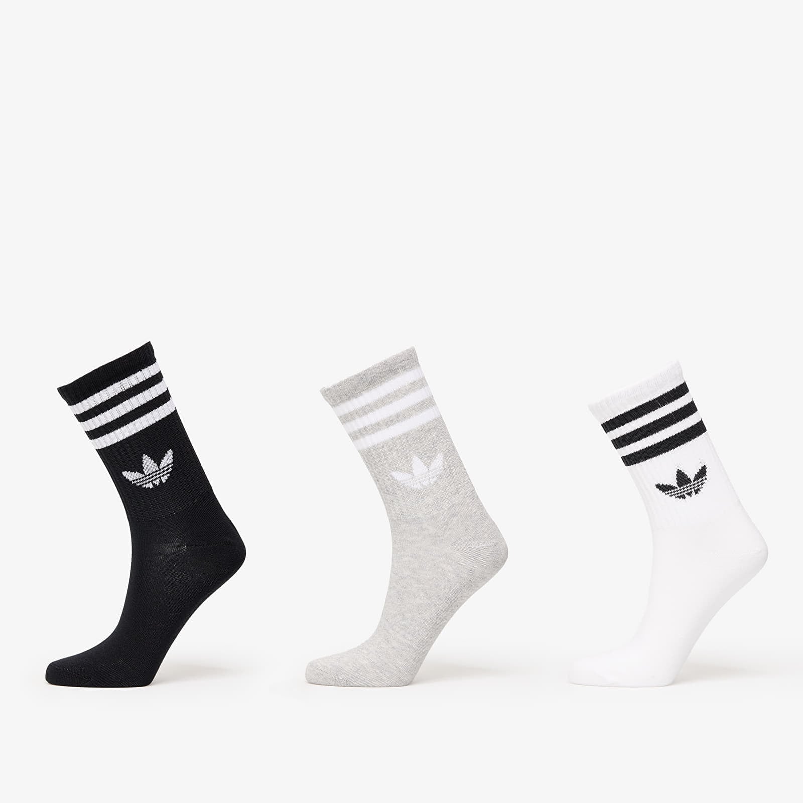 adidas 3-Stripes Crew Socks 3-Pack White/ Grey/ Black M