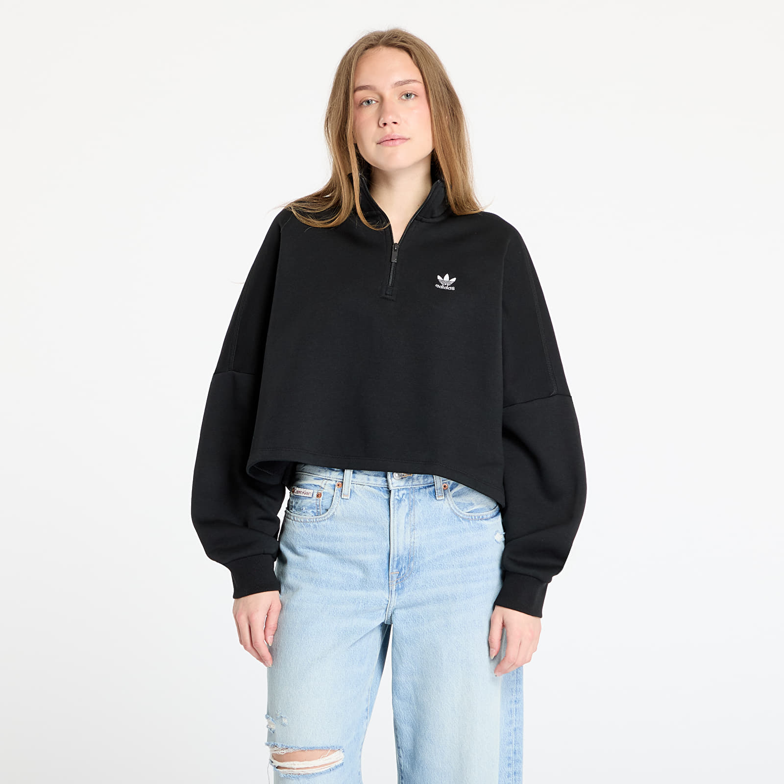 Sudaderas de mujer adidas Essentials 1/2 Zip Fleece Sweatshirt Black
