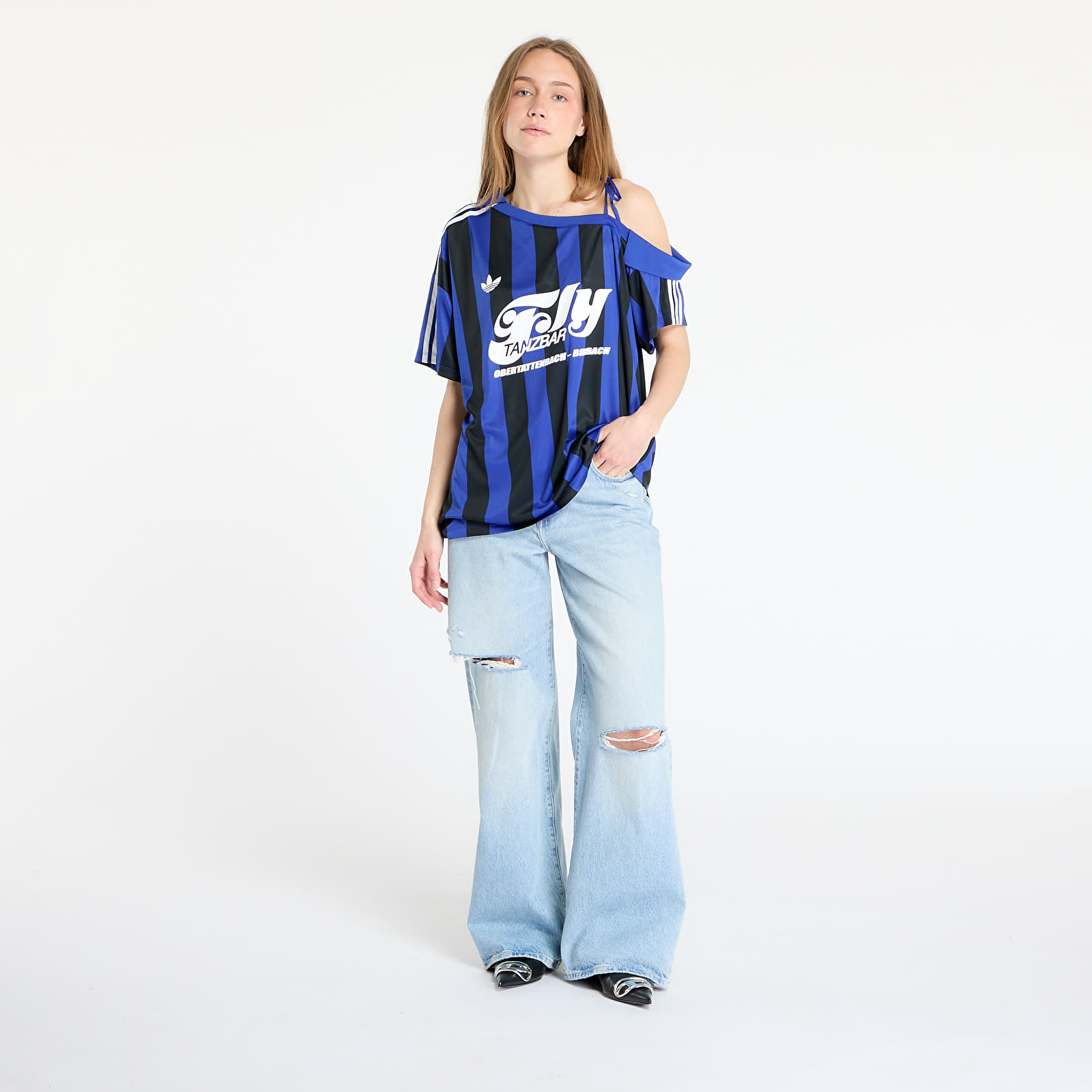 Trøyer adidas Originals Off Shoulder Jersey Semi Lucid Blue/ Black