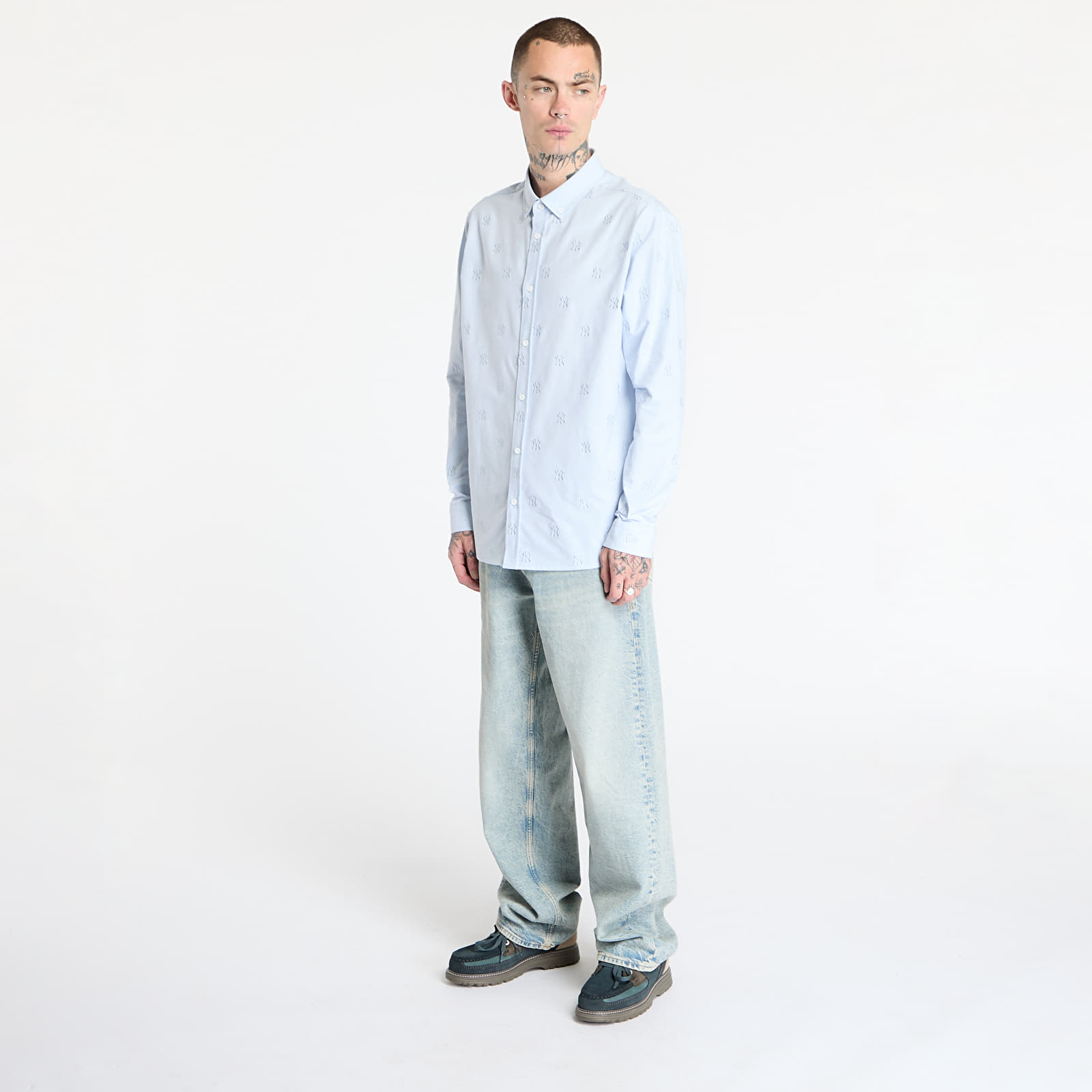 Camisas para hombre New Era New York Yankees Monogram Overshirt UNISEX Pab
