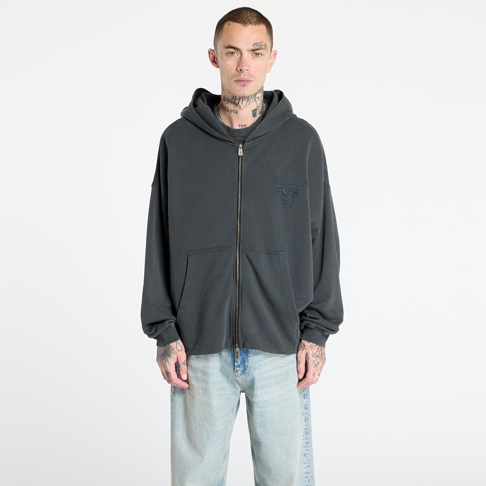 Hanorac New Era Chicago Bulls Washed Full Zip UNISEX White Heather Gray M