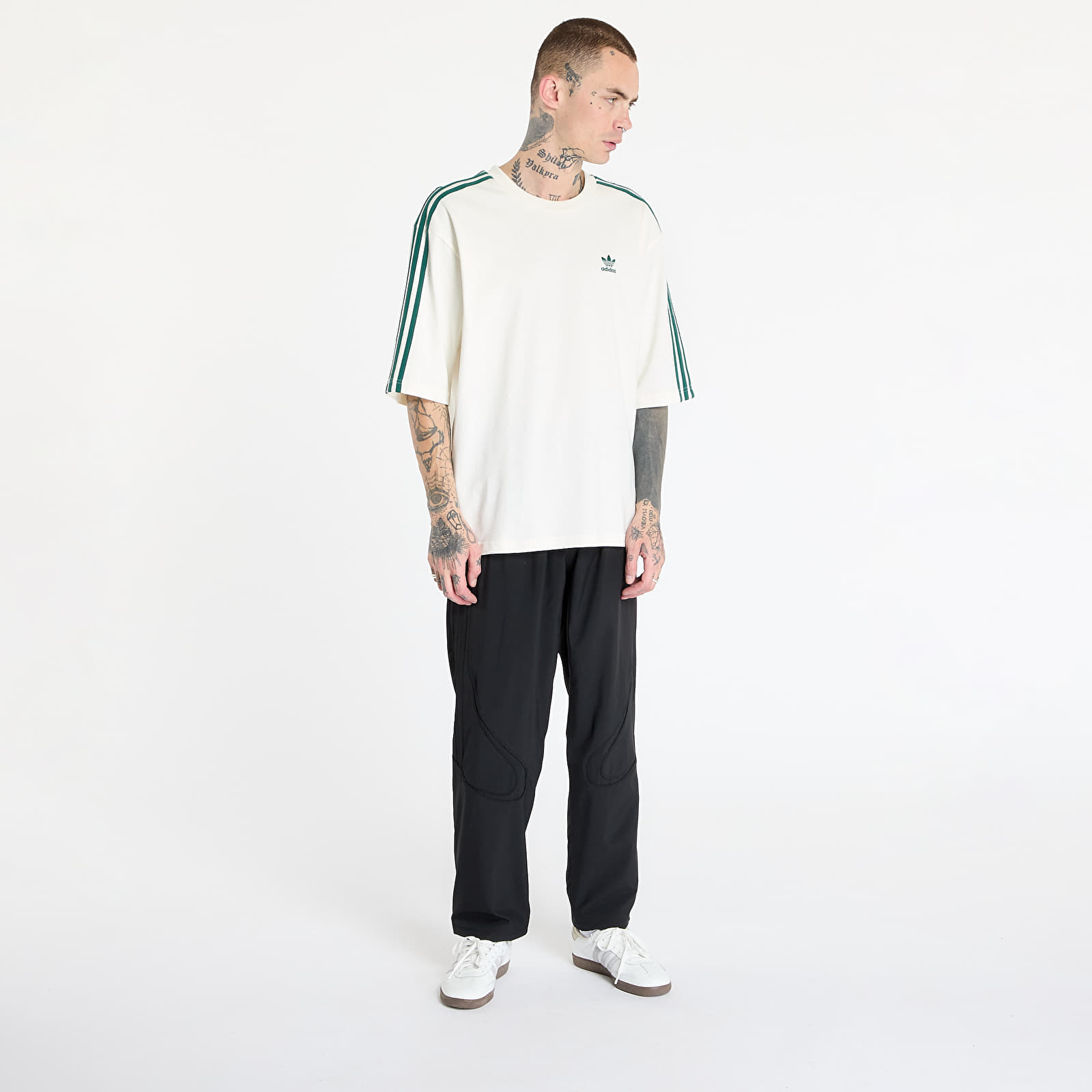 Heren T-shirts adidas Adicolor Oversized T-Shirt Off White/ Collegiate Green