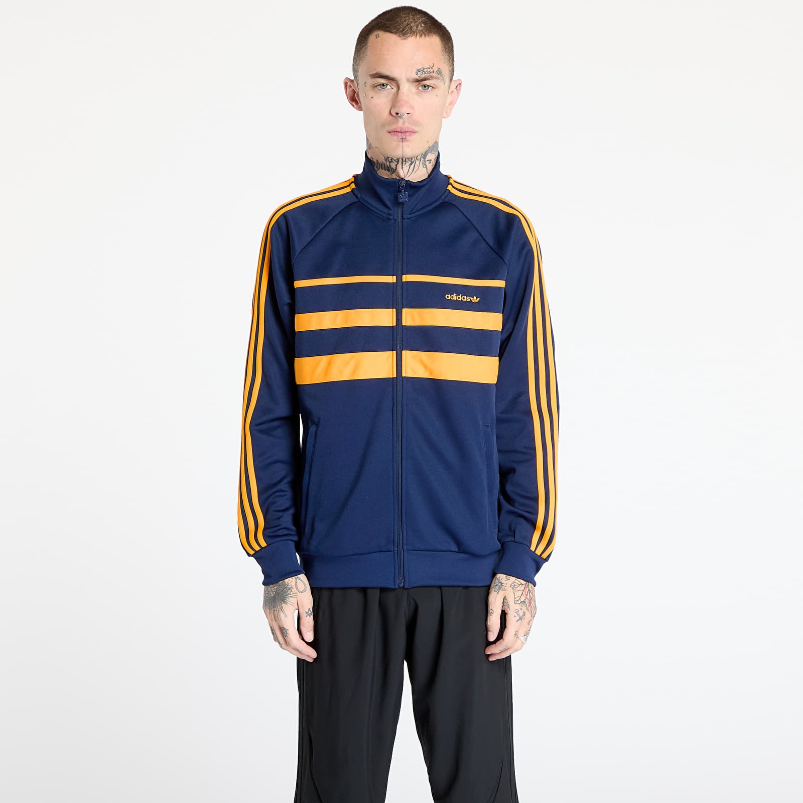 Hanorace pentru bărbați adidas The First Track Top Night Indigo/ Crew Orange