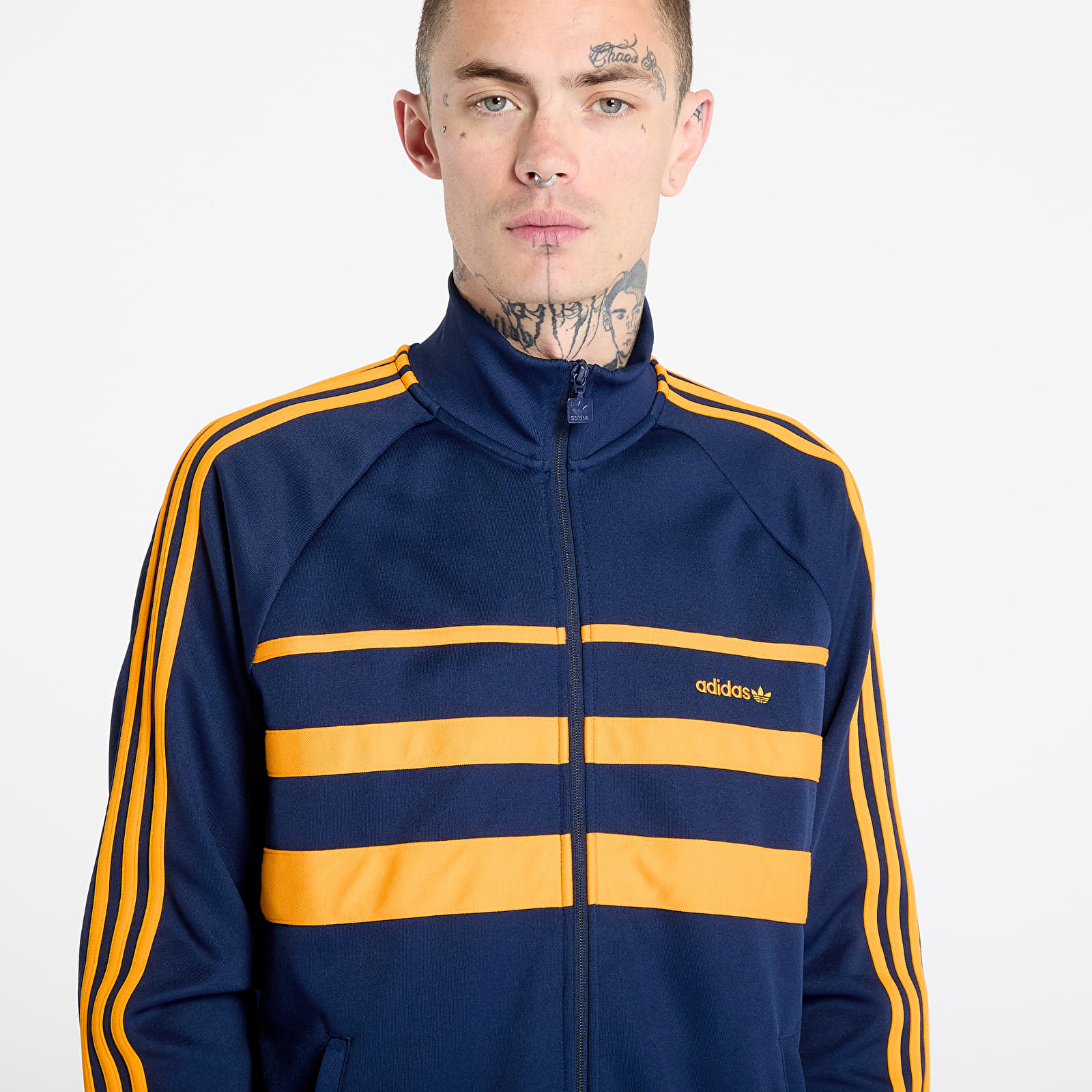 Hanorace pentru bărbați adidas The First Track Top Night Indigo/ Crew Orange