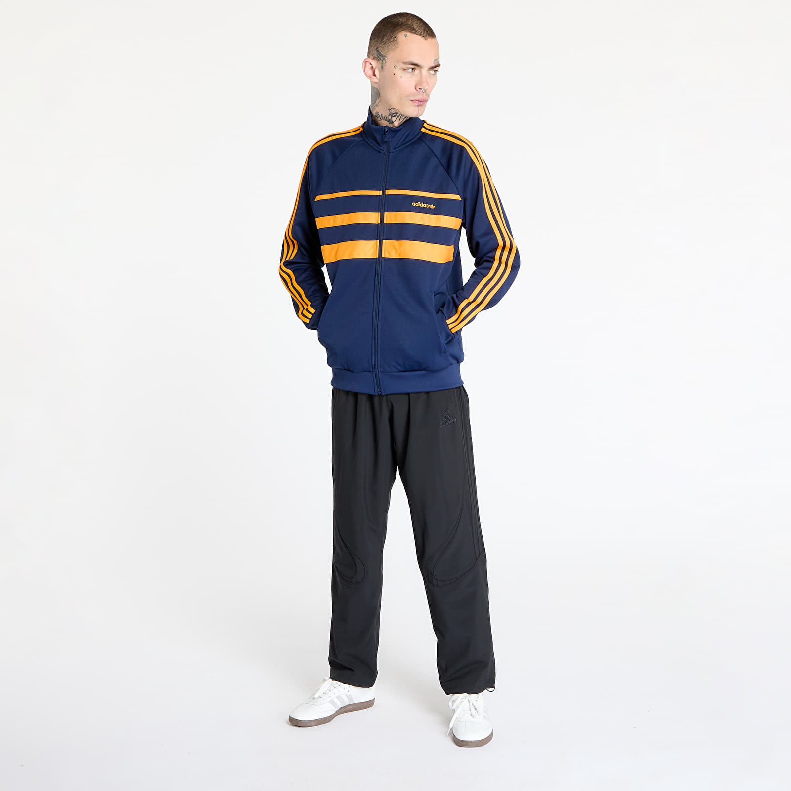 Hanorace pentru bărbați adidas The First Track Top Night Indigo/ Crew Orange