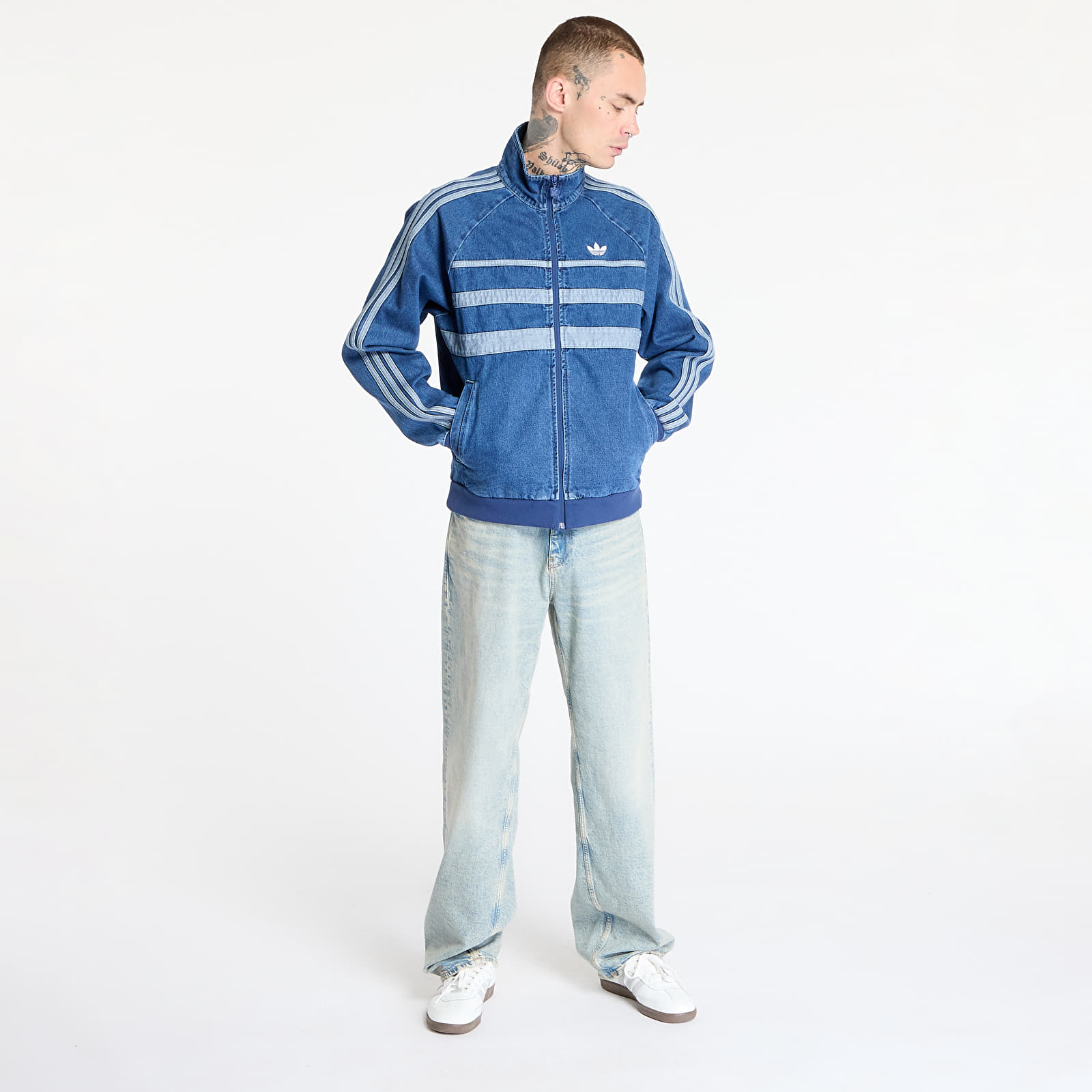 Giacche da uomo adidas Adicolor First Blue Denim Track Top Light Denim