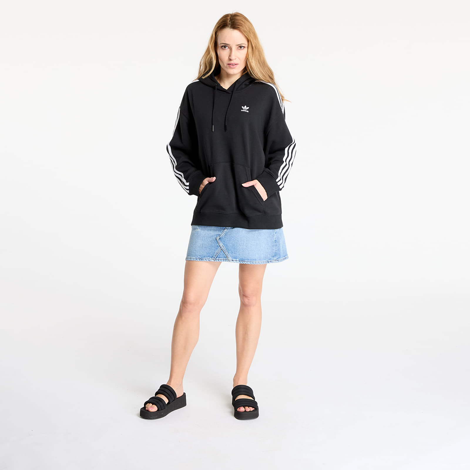Dukserice adidas 3 Stripes Hoodie Os Black