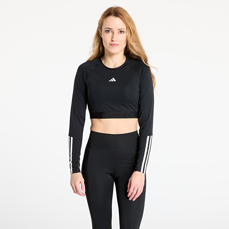 adidas Hyperglam Training Cropped Long Sleeve Long-Sleeve Top Black/ White