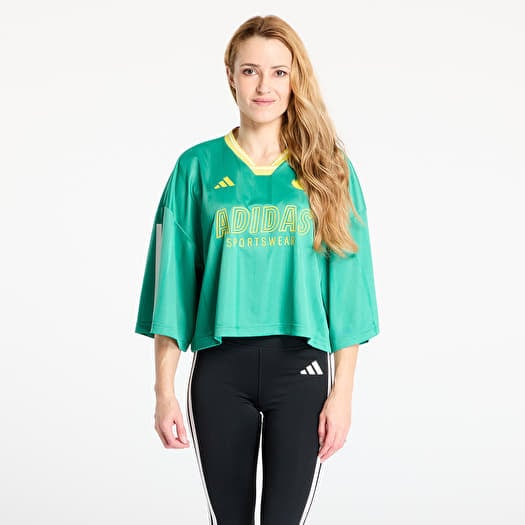 Jersey adidas Tiro Cut 3 Stripes Oversized Mesh Jersey Semi Court Green/ Black/ Pure Sulfur