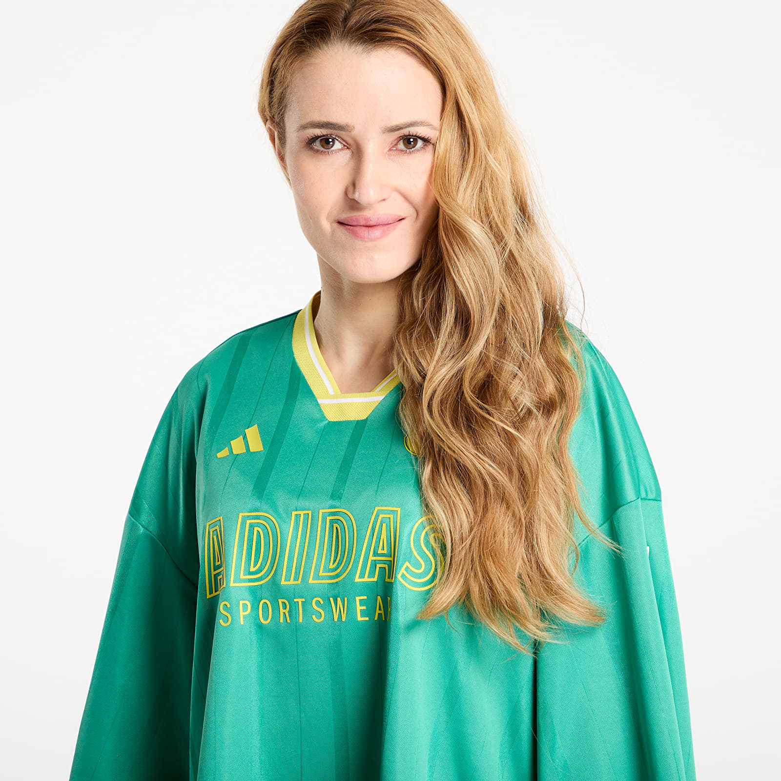 Camisetas adidas Tiro Cut 3 Stripes Oversized Mesh Jersey Semi Court Green/ Black/ Pure Sulfur