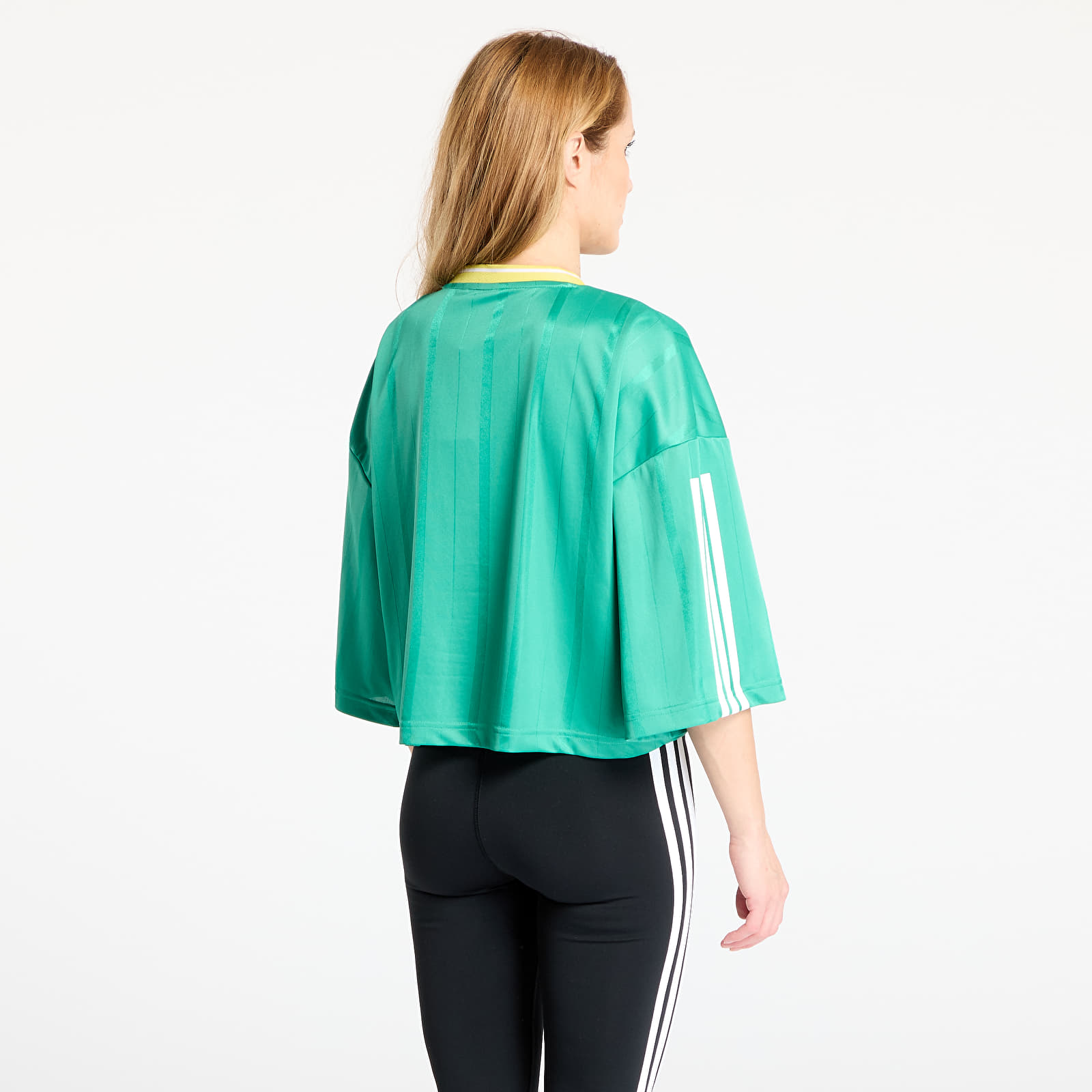 Camisetas adidas Tiro Cut 3 Stripes Oversized Mesh Jersey Semi Court Green/ Black/ Pure Sulfur