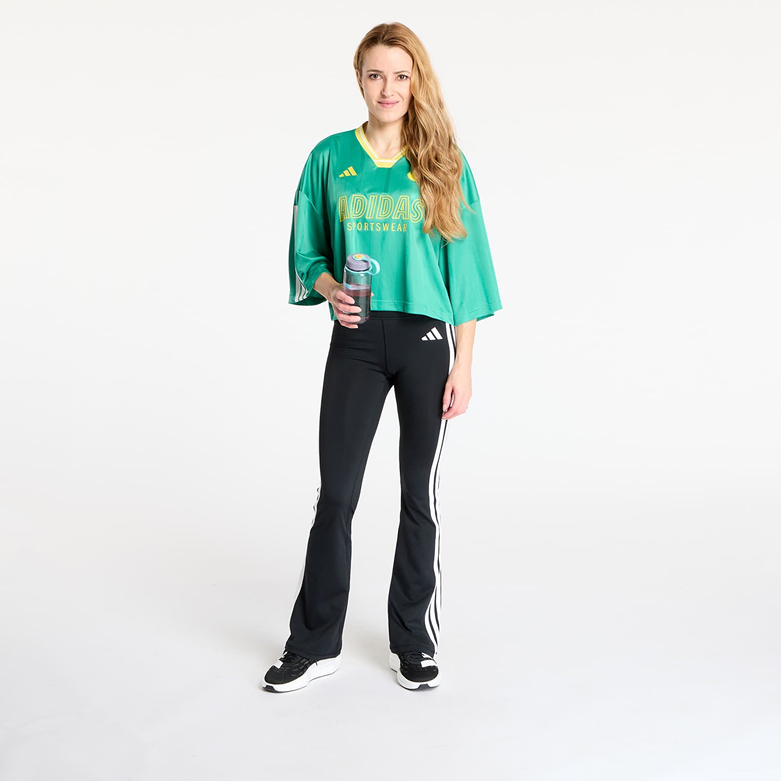 Camisetas adidas Tiro Cut 3 Stripes Oversized Mesh Jersey Semi Court Green/ Black/ Pure Sulfur