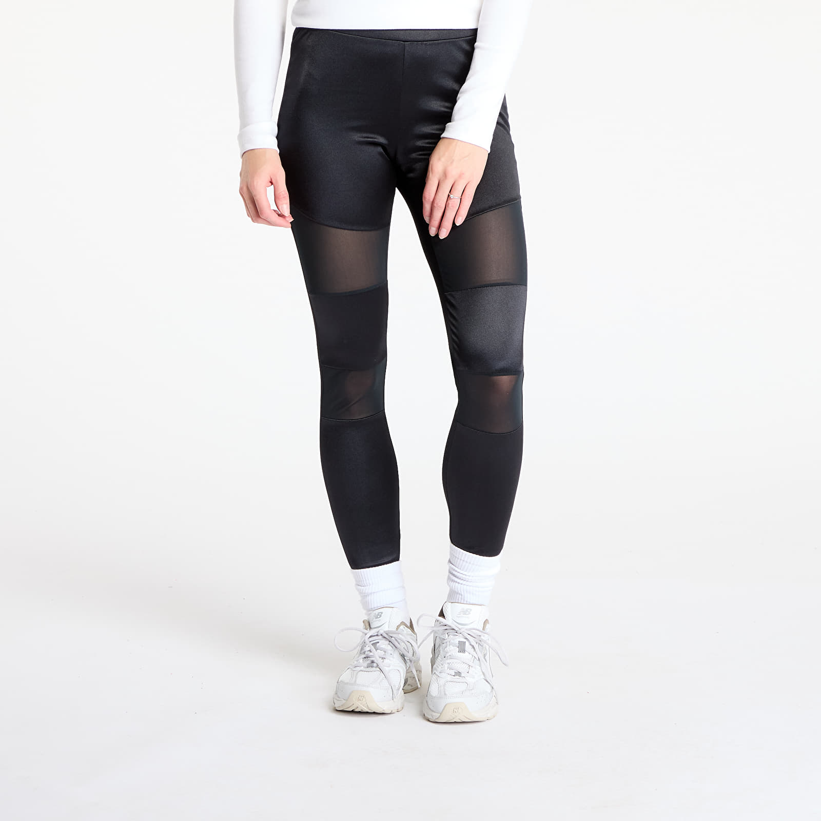 Säärised Urban Classics Ladies Shiny Tech Mesh Leggings Black