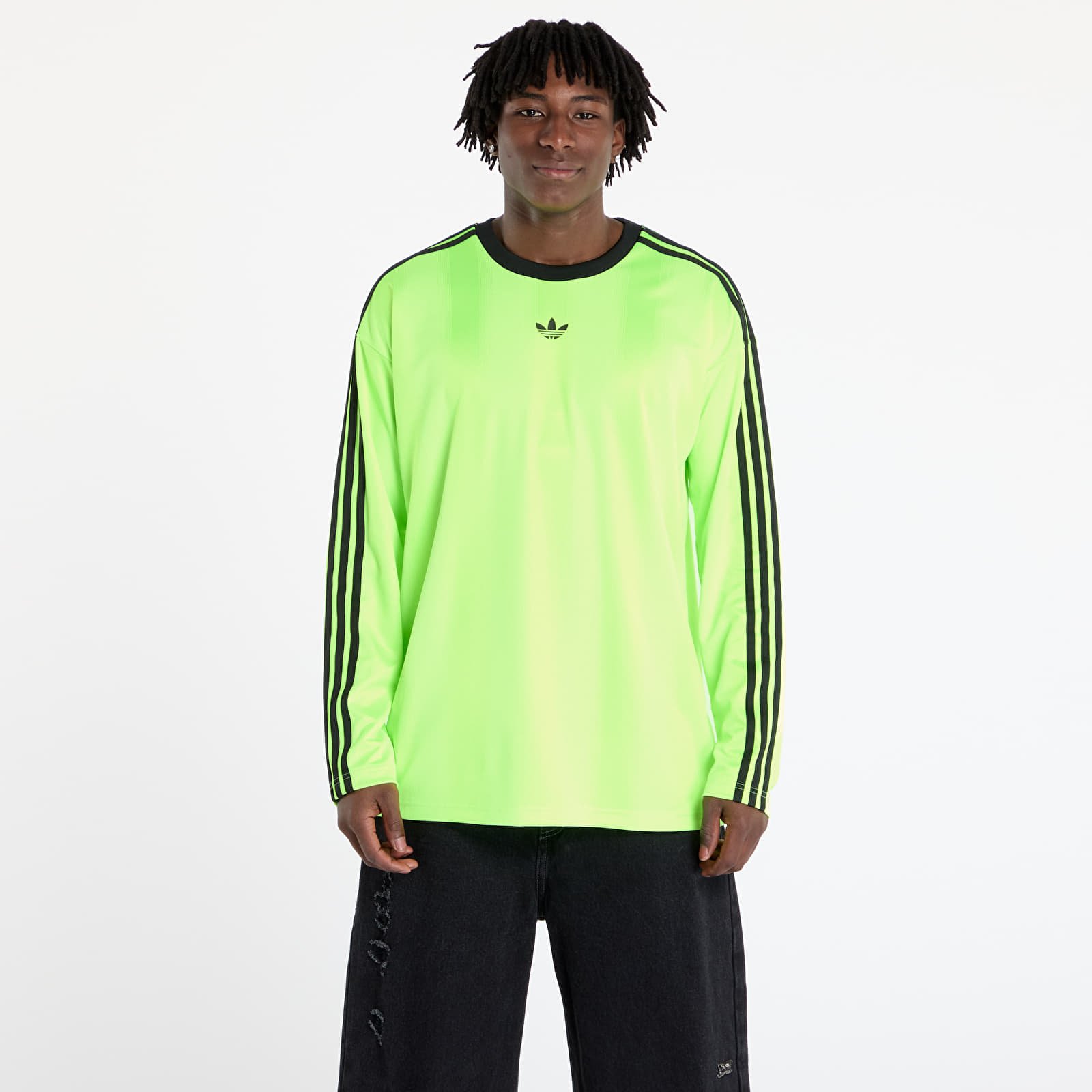 Camisetas adidas Jacquard Jersey Long Sleeve Tee Neon Green/ Black