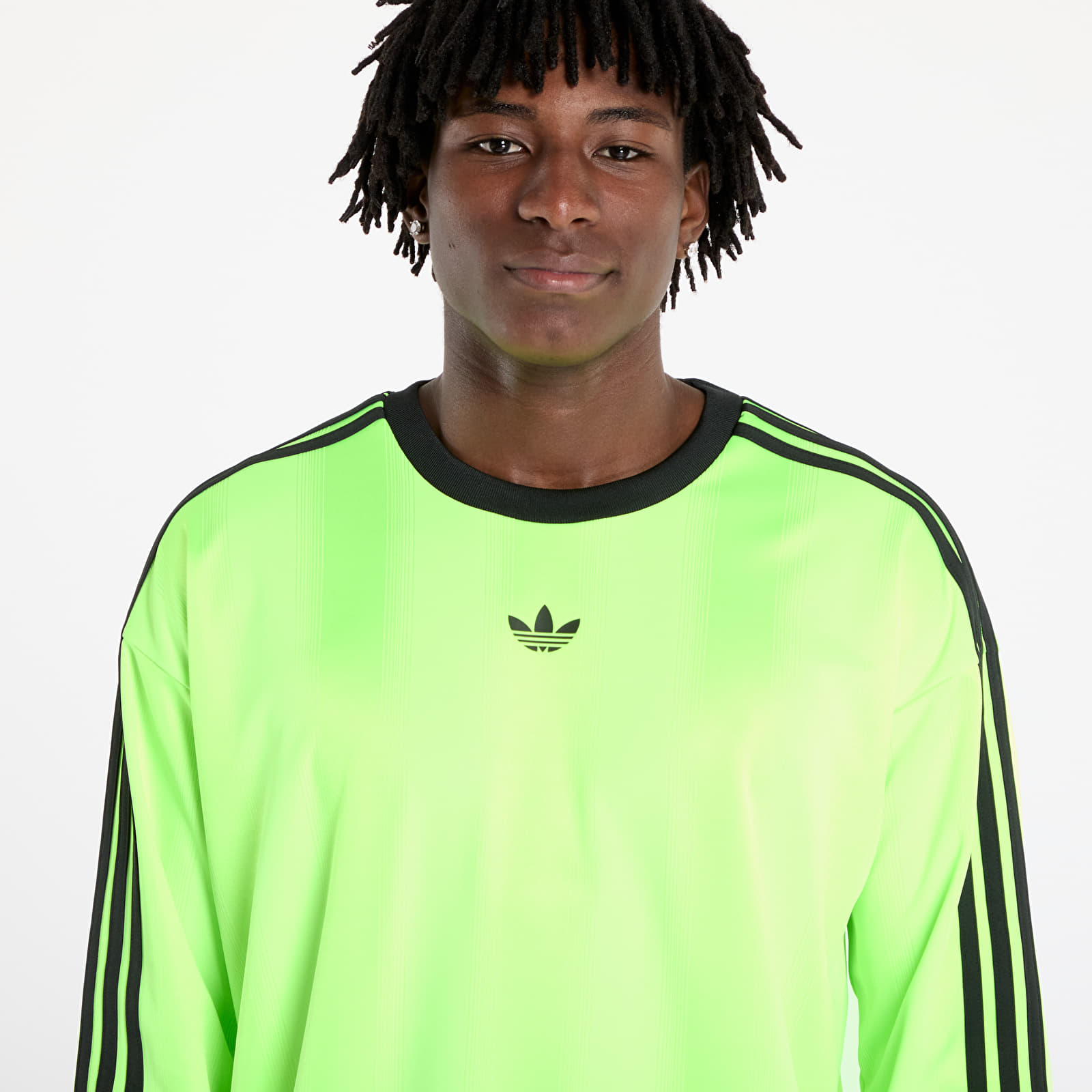 Camisetas adidas Jacquard Jersey Long Sleeve Tee Neon Green/ Black