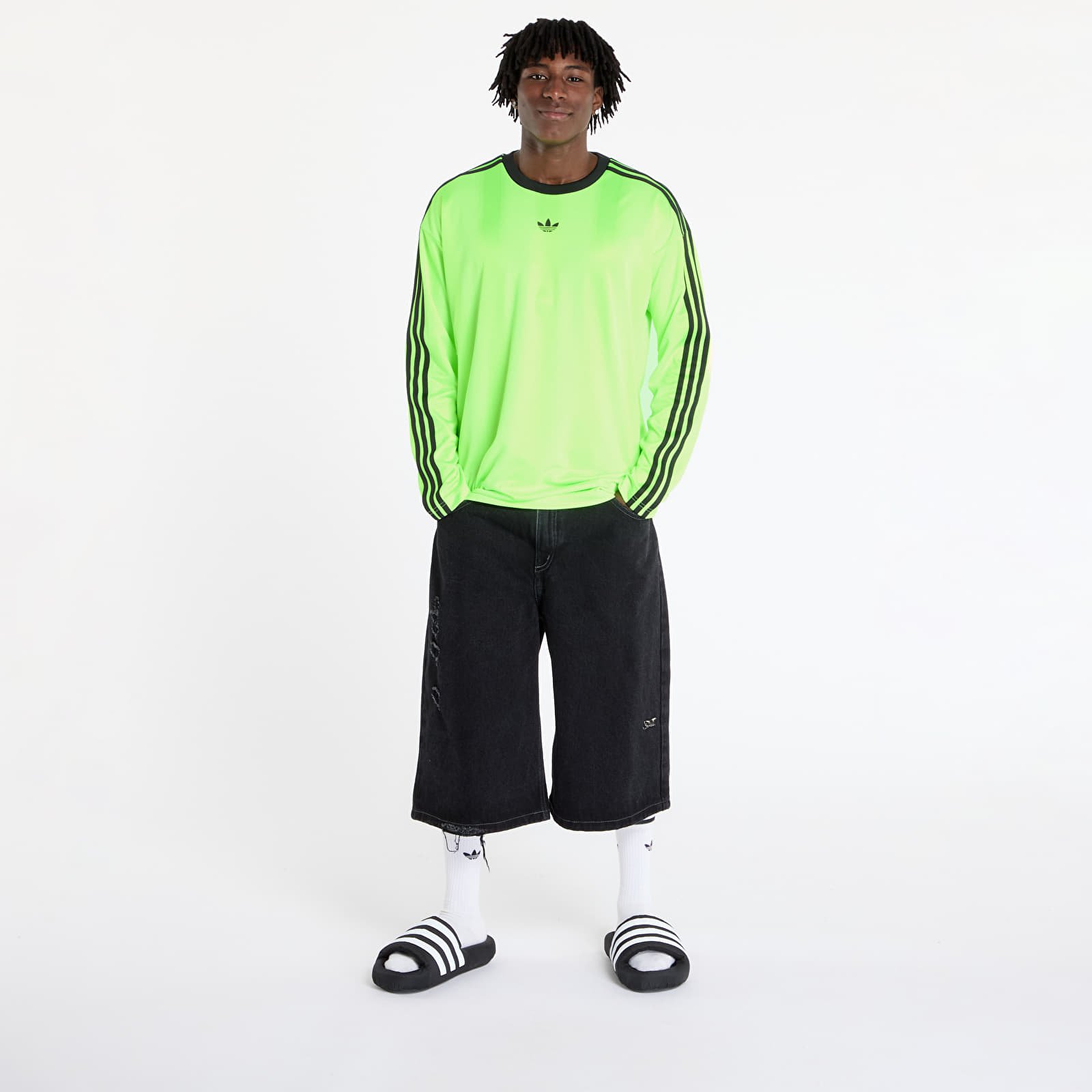 Camisetas adidas Jacquard Jersey Long Sleeve Tee Neon Green/ Black