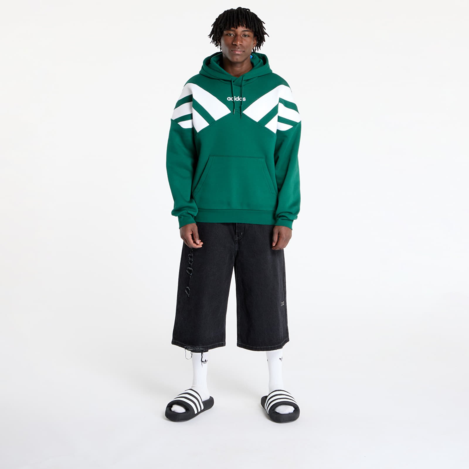 Men's sweatshirts adidas Archive Cut Line Sweatshirt Collegiate Green/ White/ Semi Lucid Fuchsia