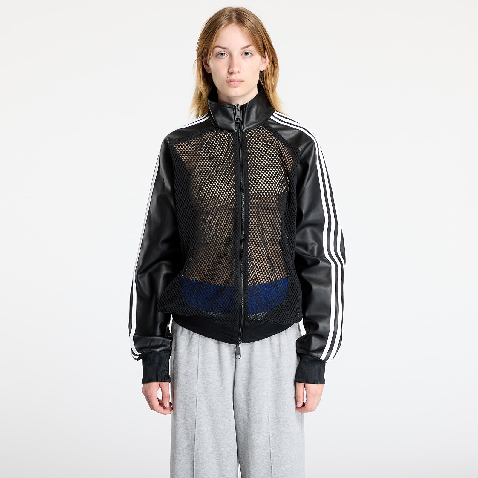 Herenjassen adidas x Jeremy Scott Faux Leather Mesh Track Top UNISEX Black
